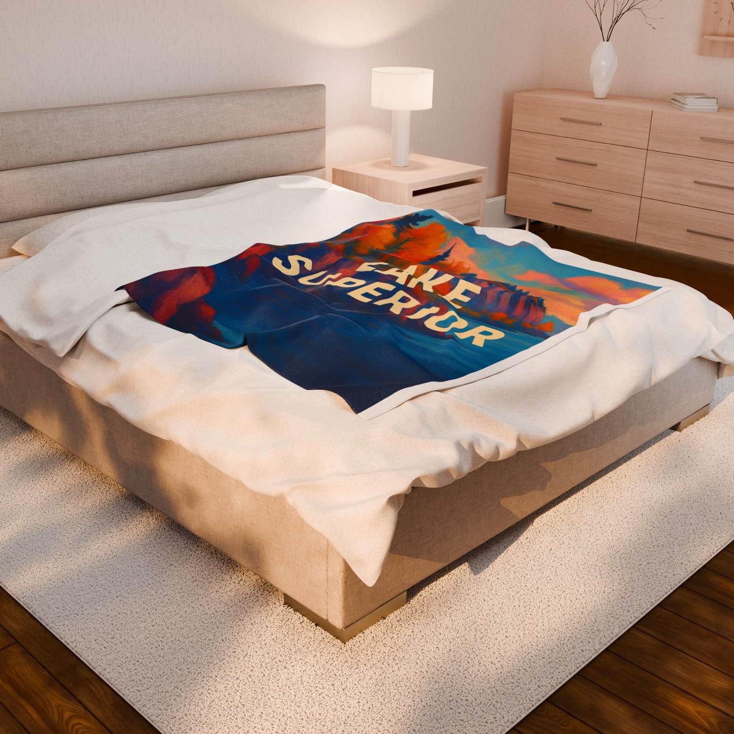 Lake Superior Velveteen Plush Blanket