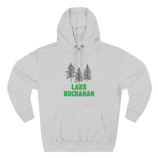 Lake Buchanan Fleece Hoodie, Cozy Sweatshirt, Outdoor Adventure Wear, Unique Gift for Lake Lovers, Perfect for Fall and Winter