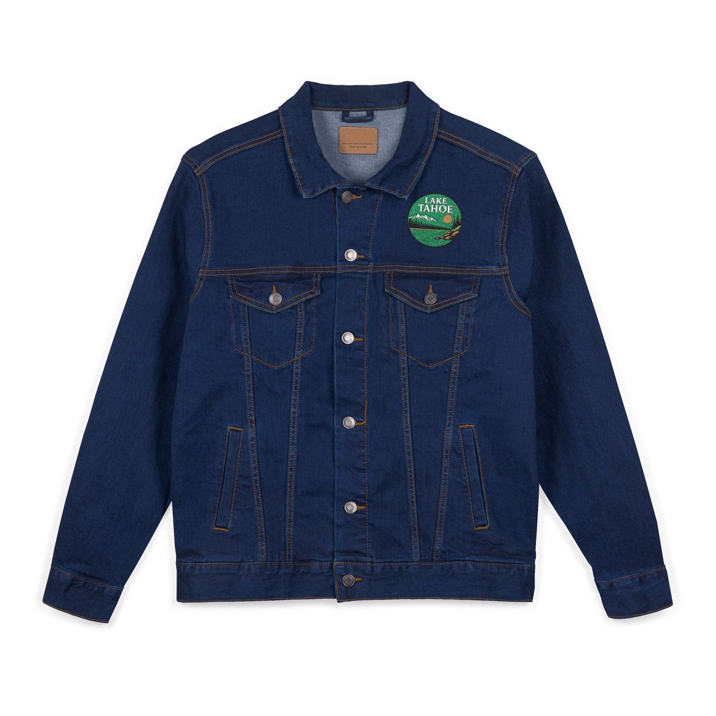 Lake Tahoe Unisex Embroidered Denim Jacket - Trendy Fall Fashion, Casual Layering, Everyday Wear, Stylish Gift, Unique Statement Piece
