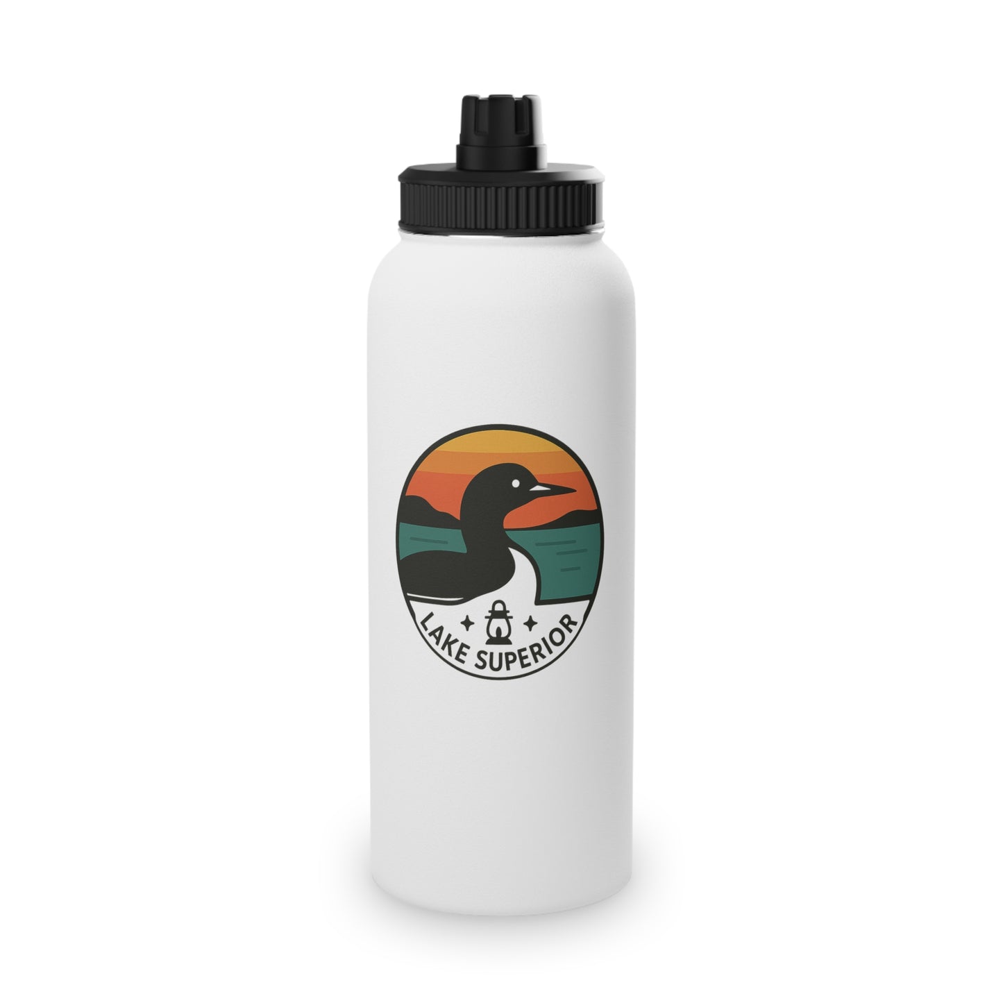 Lake Superior Stainless Steel Water Bottle, Sports Lid