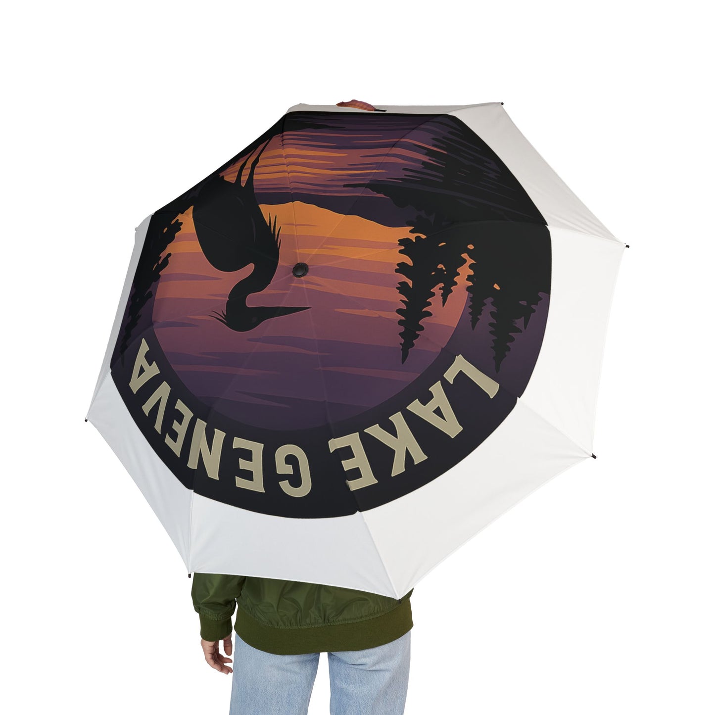 Lake Geneva Semi-Automatic Foldable Umbrella, Travel Umbrella, Outdoor Gear, Gifts for Nature Lovers, Rainy Day Essential