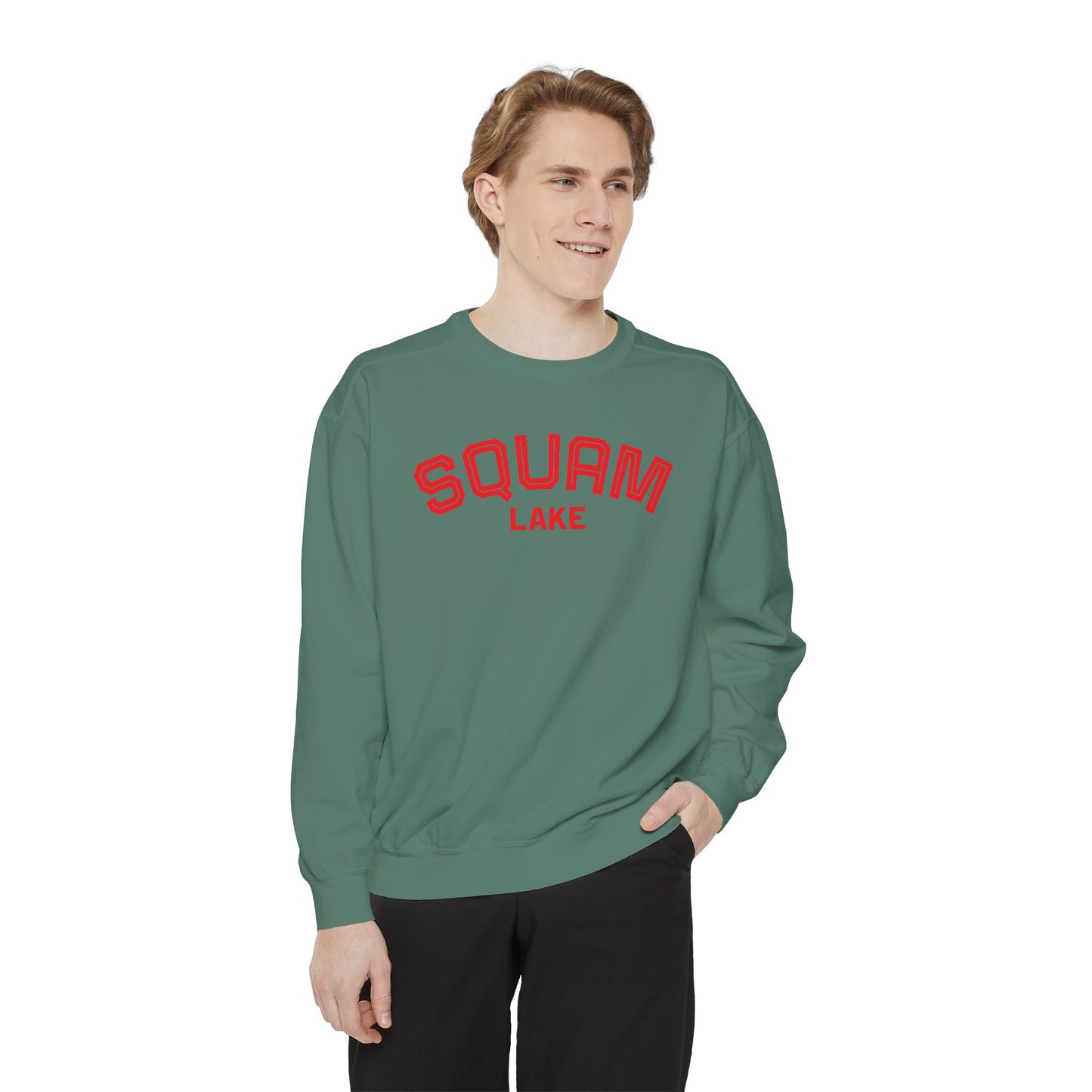 Squam Lake Unisex Garment-Dyed Sweatshirt, Cozy Casual Wear, Perfect for Lakeside Gatherings, Great for Fall, Gift for Nature Lovers