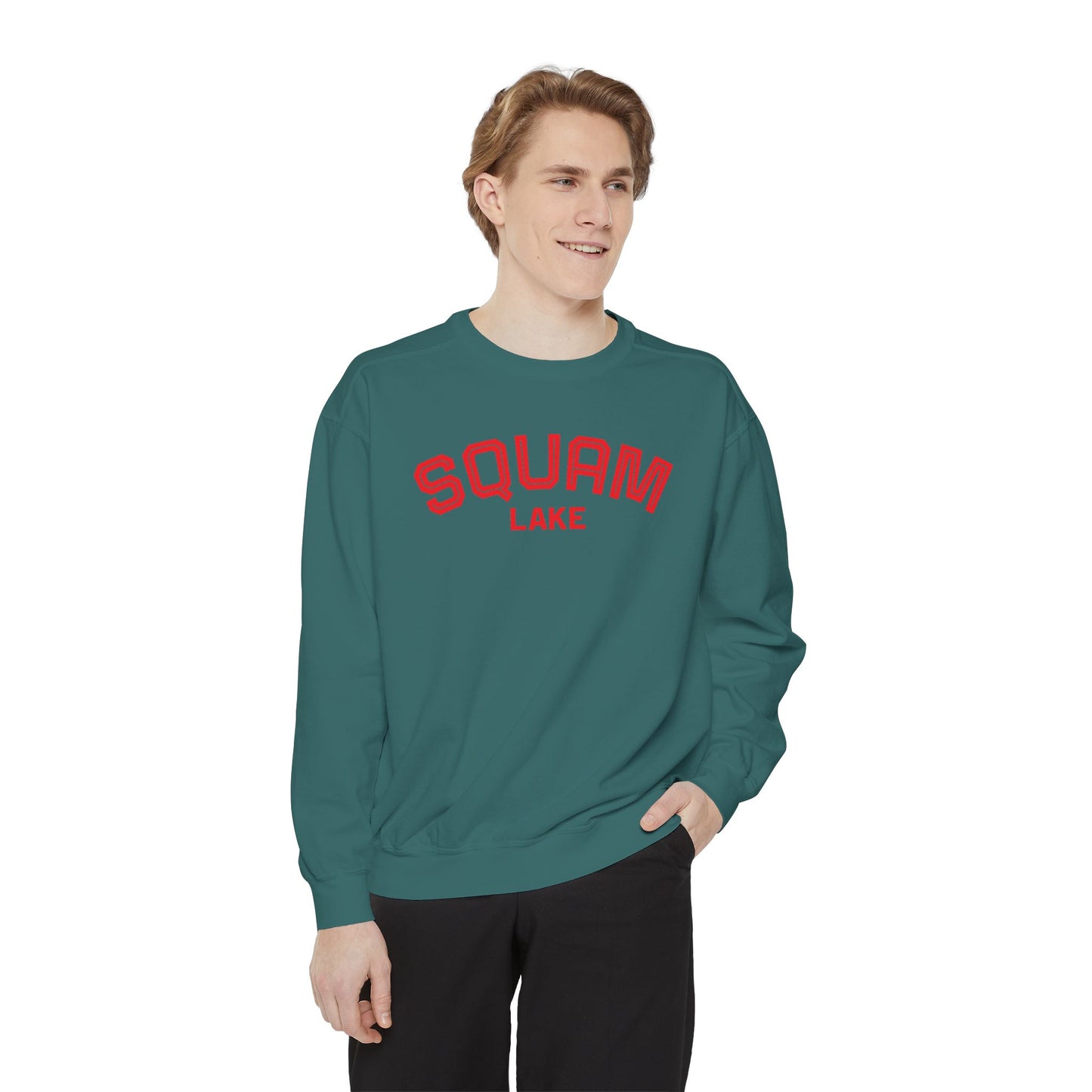 Squam Lake Unisex Garment-Dyed Sweatshirt, Cozy Casual Wear, Perfect for Lakeside Gatherings, Great for Fall, Gift for Nature Lovers