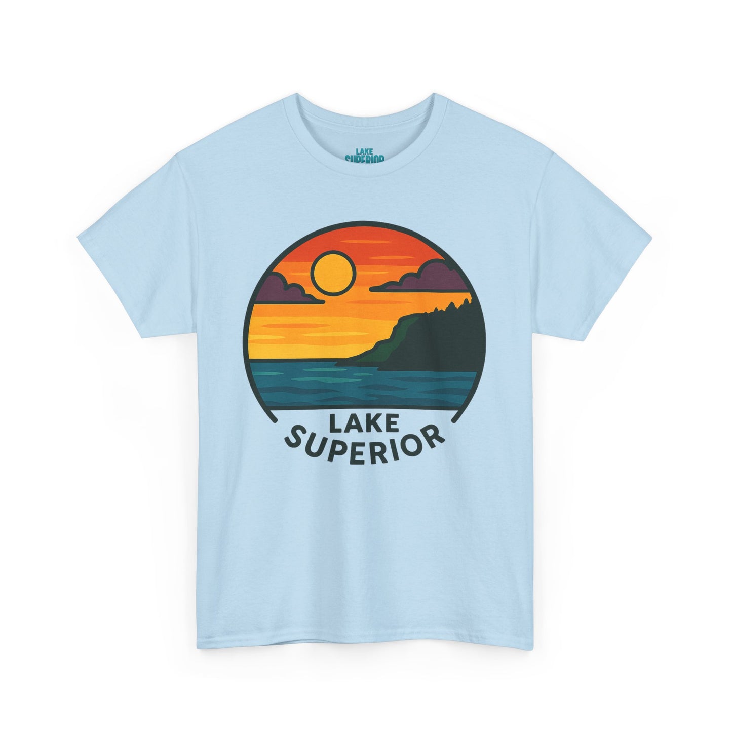Lake Superior Graphic Tee | Unisex Heavy Cotton T-Shirt, Nature Lover Gift, Lake Adventure Shirt, Outdoor Apparel, Vintage Lake Design