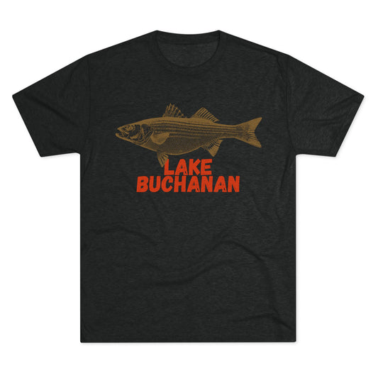 Lake Buchanan Fishing Tee, Unisex Crew Neck Shirt, Summer Lake Apparel, Gift for Fishermen, Outdoor Adventure T-Shirt, Lake House Style