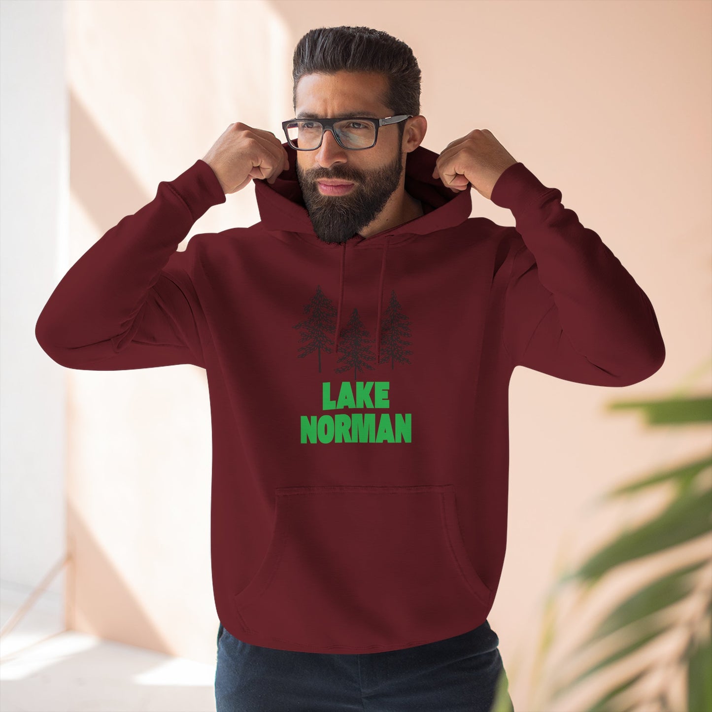 Lake Norman Fleece Hoodie, Cozy Sweatshirt, Outdoor Adventure Wear, Unique Gift for Lake Lovers, Perfect for Fall and Winter