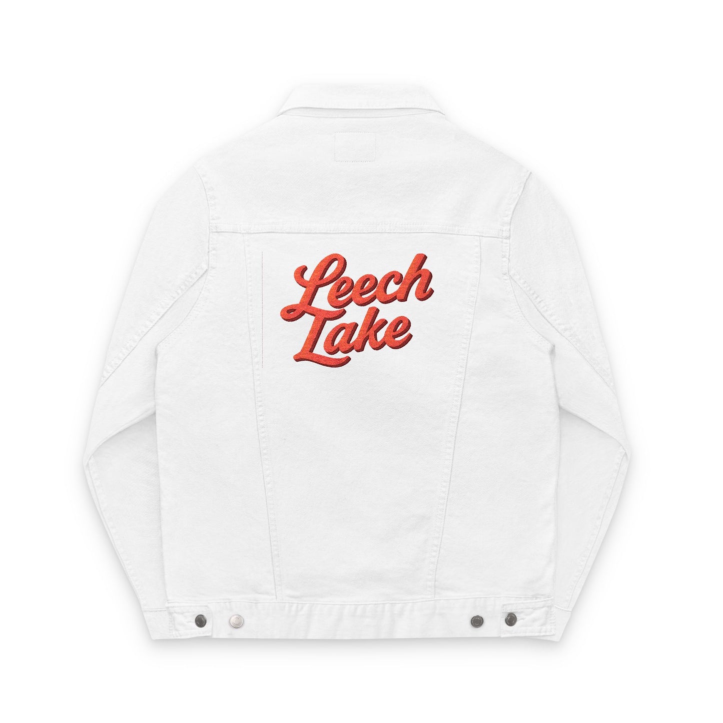 Leech Lake Unisex Embroidered Denim Jacket - Trendy Fall Fashion, Casual Layering, Everyday Wear, Stylish Gift, Unique Statement Piece