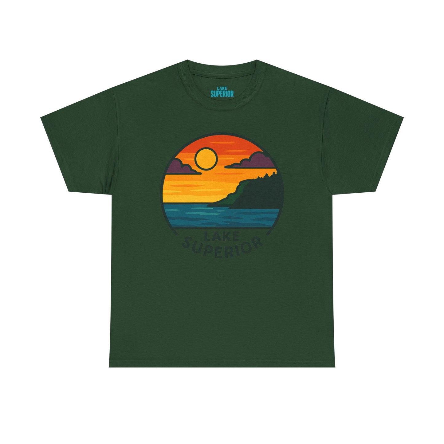 Lake Superior Graphic Tee | Unisex Heavy Cotton T-Shirt, Nature Lover Gift, Lake Adventure Shirt, Outdoor Apparel, Vintage Lake Design