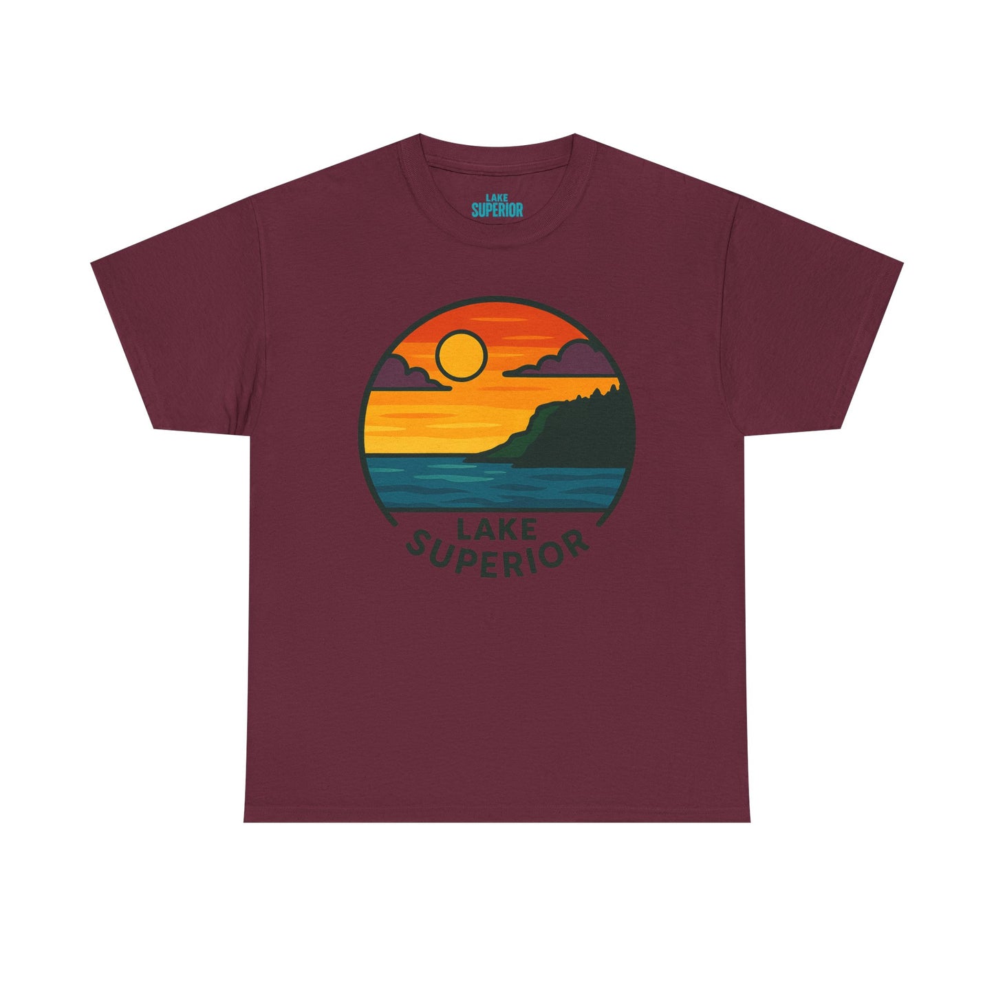 Lake Superior Graphic Tee | Unisex Heavy Cotton T-Shirt, Nature Lover Gift, Lake Adventure Shirt, Outdoor Apparel, Vintage Lake Design