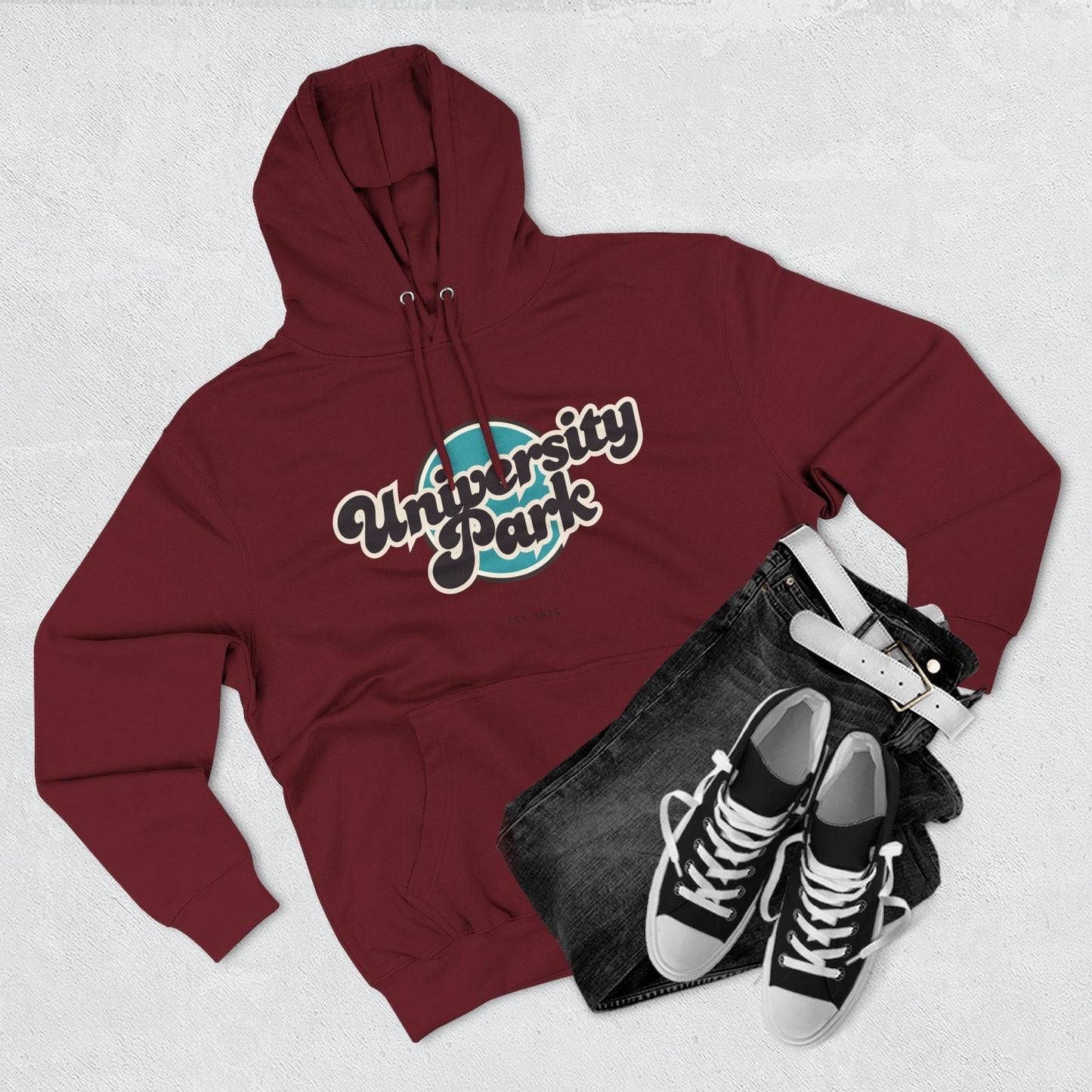 University Park Retro Vibe Hoodie for Casual Days, Streetwear, Unisex Gift, Cozy Layering Apparel