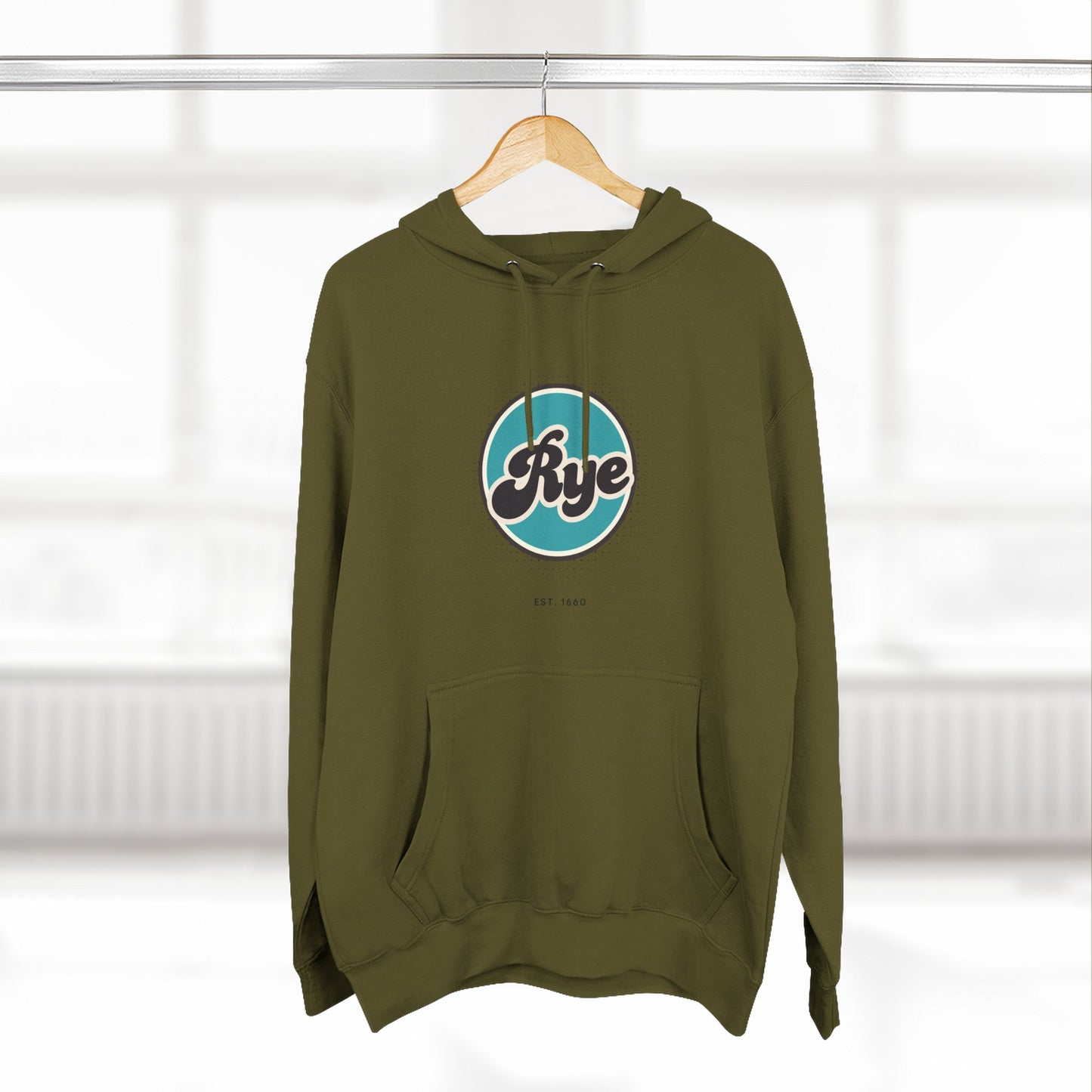 Rye Retro Vibe Hoodie for Casual Days, Streetwear, Unisex Gift, Cozy Layering Apparel