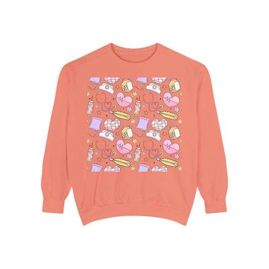 Nurse Cute Patterned Unisex Sweatshirt - Cozy Gift for Her, Trendy Casual Wear, Perfect for Fall, Spring, Birthdays, Love, Friendship