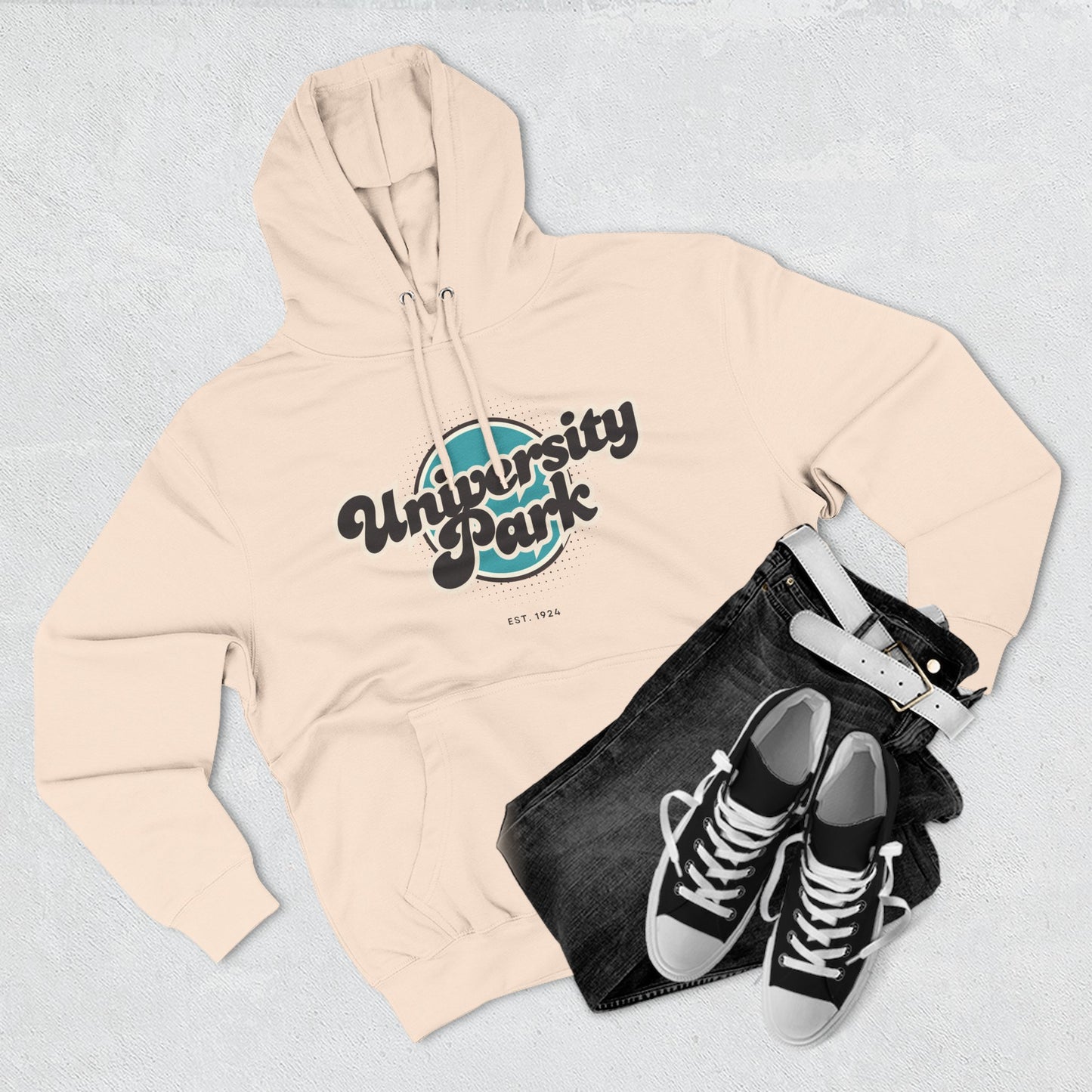 University Park Retro Vibe Hoodie for Casual Days, Streetwear, Unisex Gift, Cozy Layering Apparel