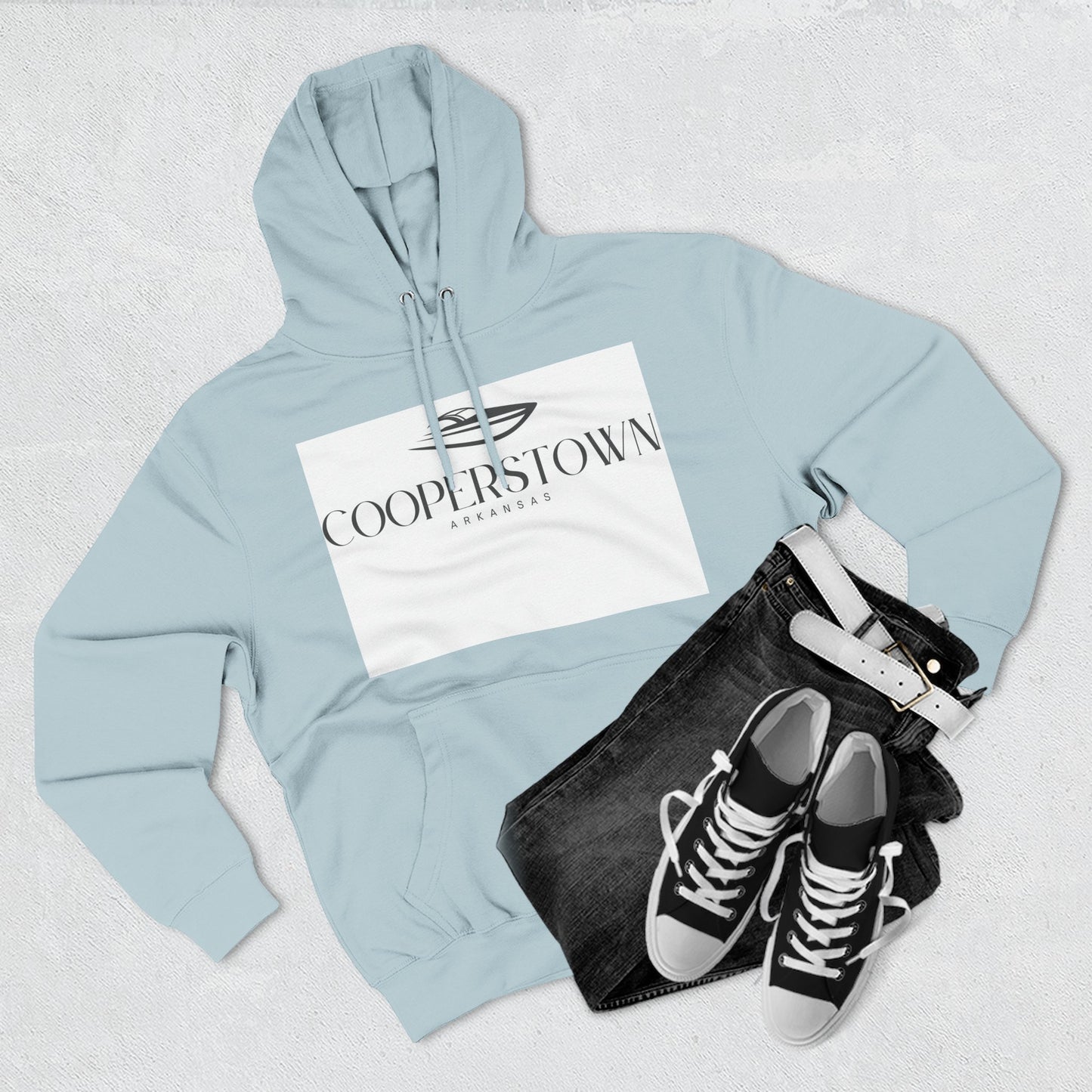 Cooperstown Stylish Three-Panel Fleece Hoodie for Cozy Days, Casual Wear, Warm Layering, Gift for Him or Her