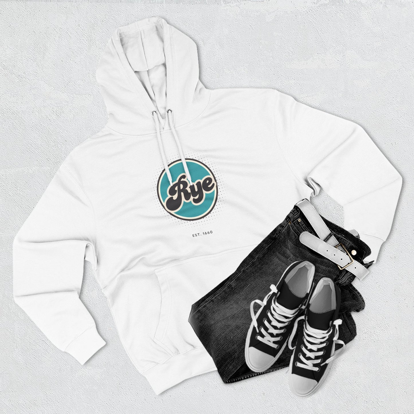 Rye Retro Vibe Hoodie for Casual Days, Streetwear, Unisex Gift, Cozy Layering Apparel