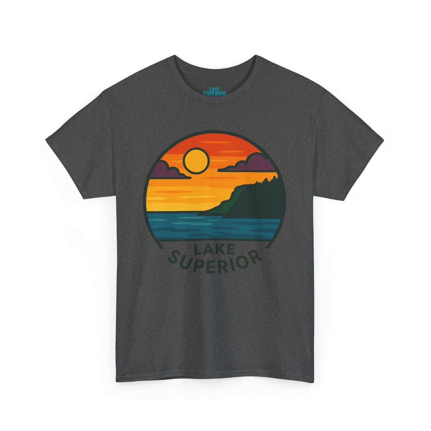 Lake Superior Graphic Tee | Unisex Heavy Cotton T-Shirt, Nature Lover Gift, Lake Adventure Shirt, Outdoor Apparel, Vintage Lake Design