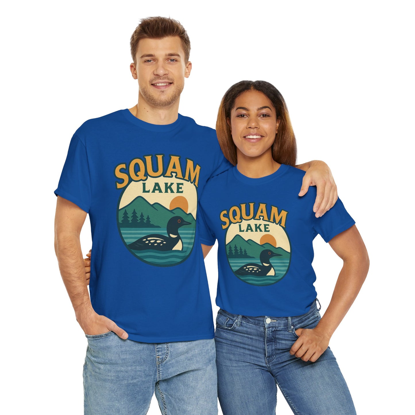 Squam Lake Graphic Tee | Unisex Heavy Cotton T-Shirt, Nature Lover Gift, Lake Adventure Shirt, Outdoor Apparel, Vintage Lake Design