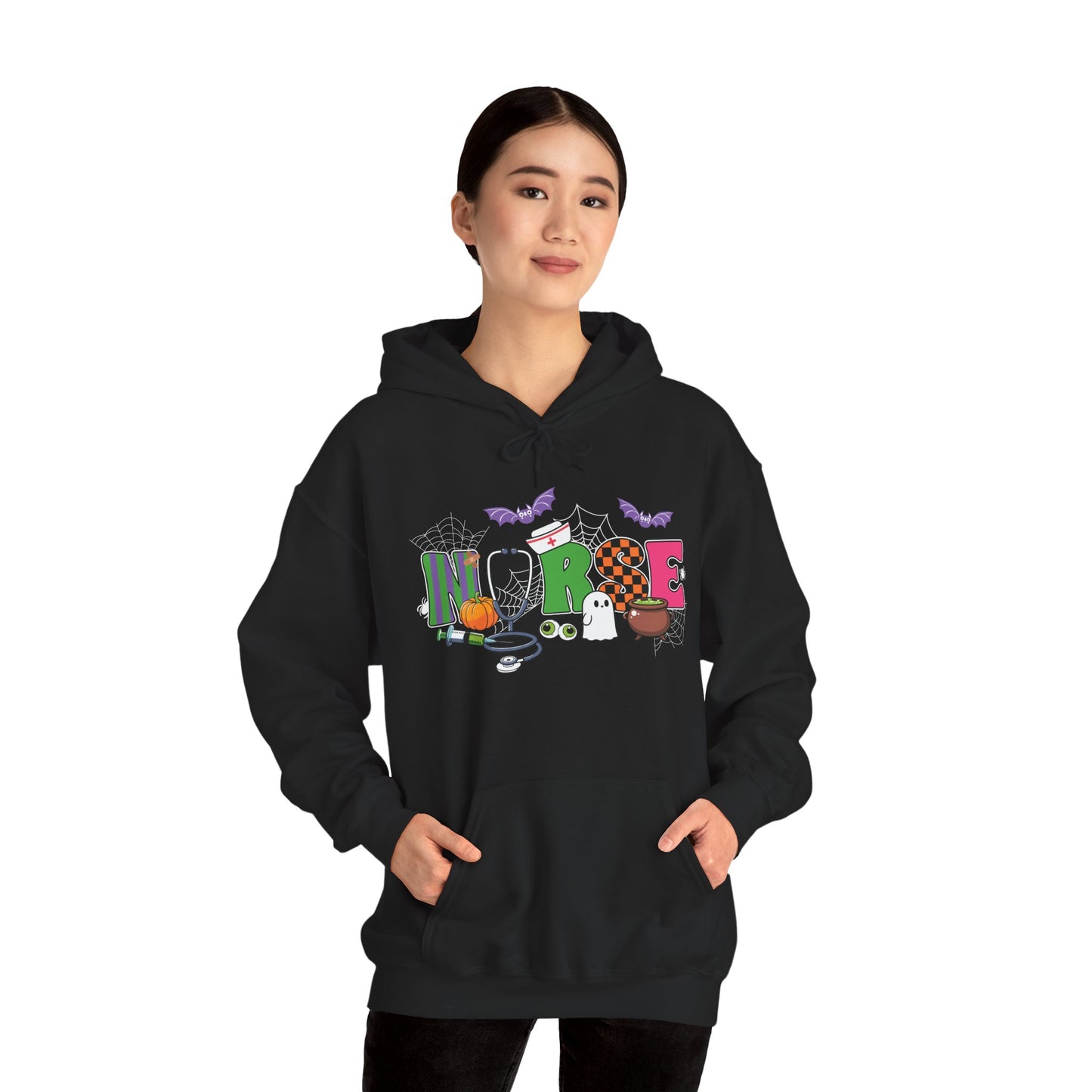Nurse Whimsical Halloween Hooded Sweatshirt, Fall Fashion, Cozy Sweater Gift, Unisex Hoodie, Halloween Apparel