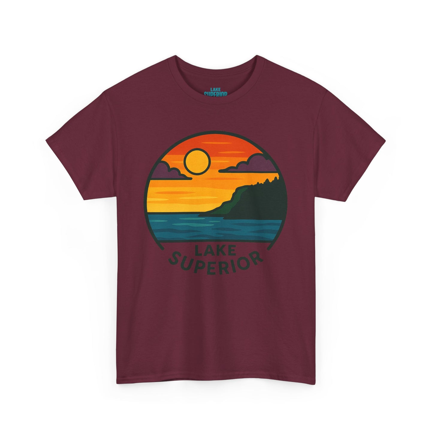 Lake Superior Graphic Tee | Unisex Heavy Cotton T-Shirt, Nature Lover Gift, Lake Adventure Shirt, Outdoor Apparel, Vintage Lake Design