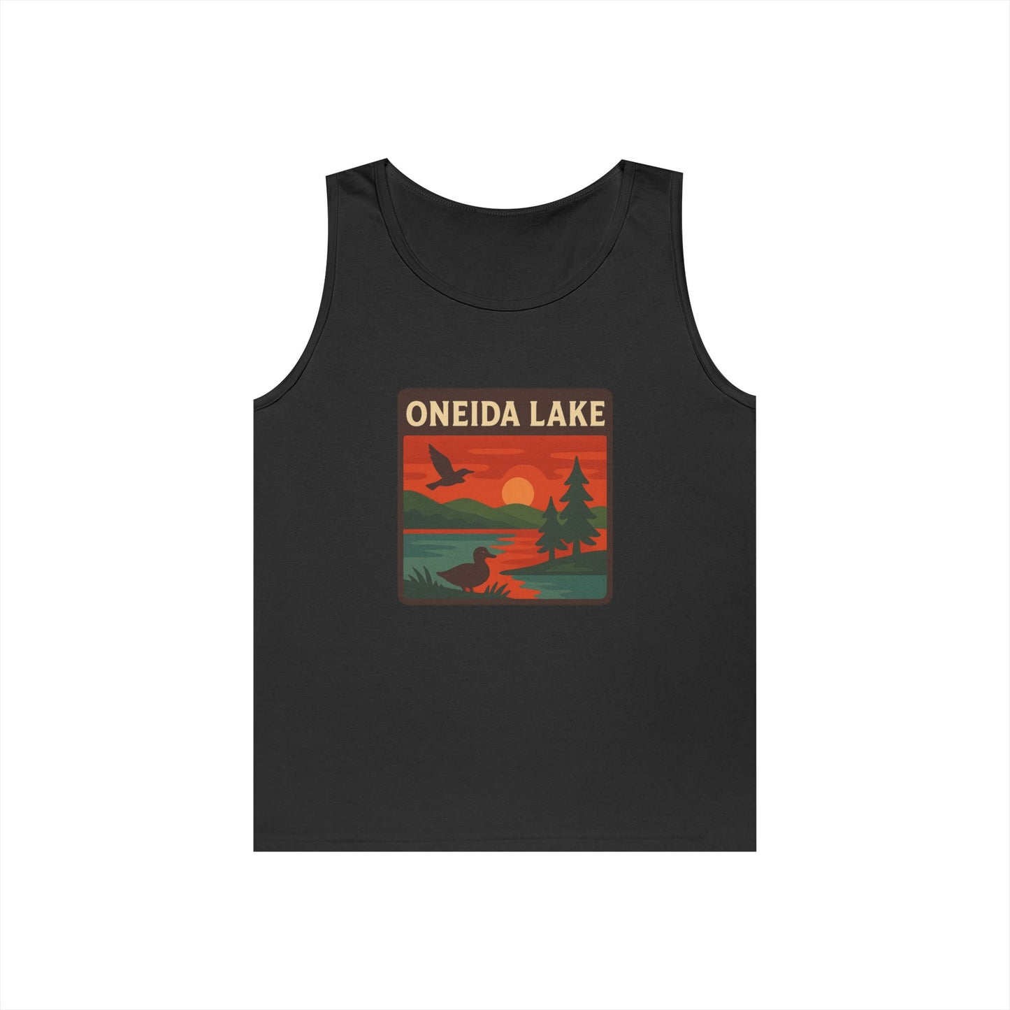 Oneida Lake Vintage Unisex Heavy Cotton Tank Top, Summer Shirt, Lake Apparel, Outdoor Activity, Gift for Nature Lovers