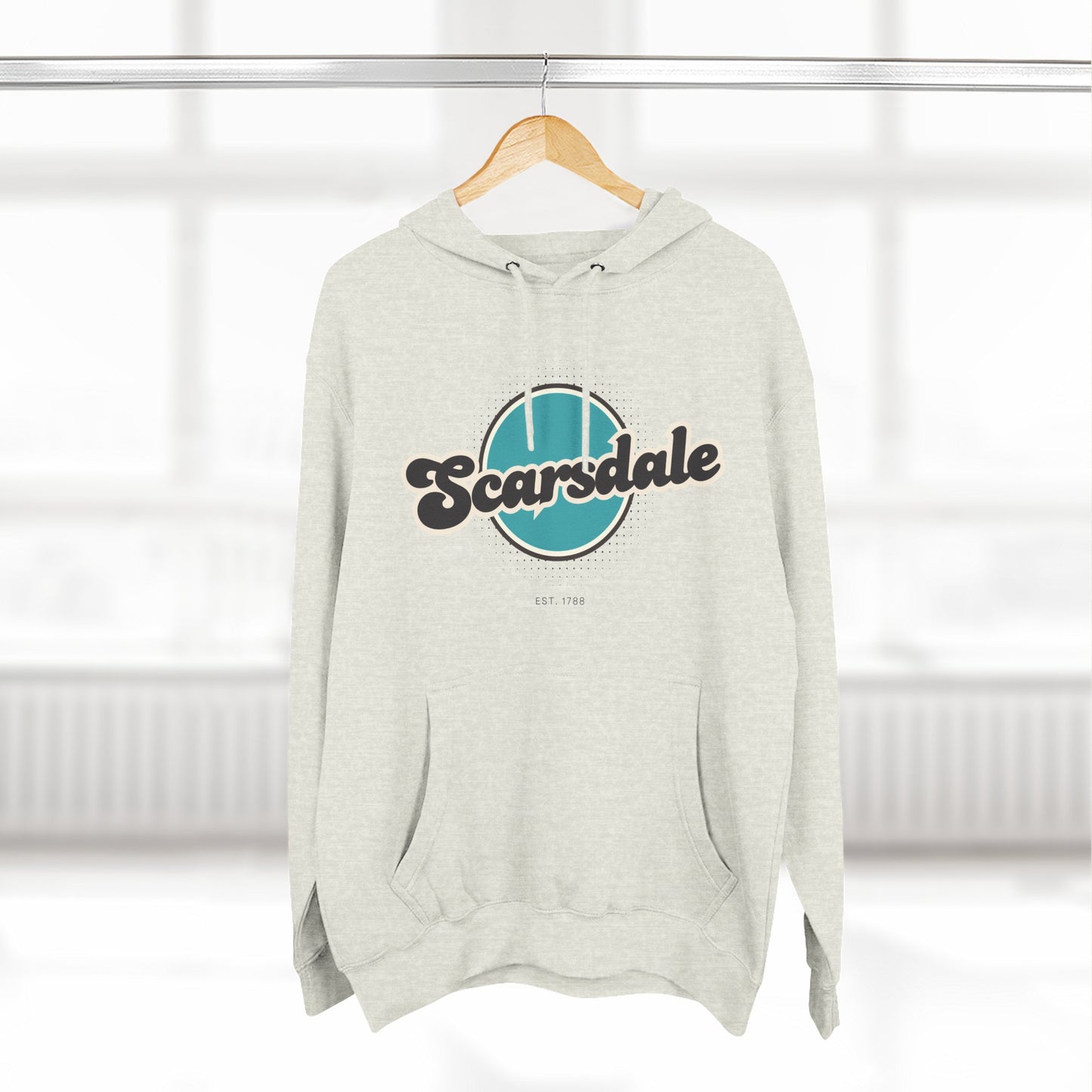 Scarsdale Retro Vibe Hoodie for Casual Days, Streetwear, Unisex Gift, Cozy Layering Apparel, Scarsdale Design Hoodie