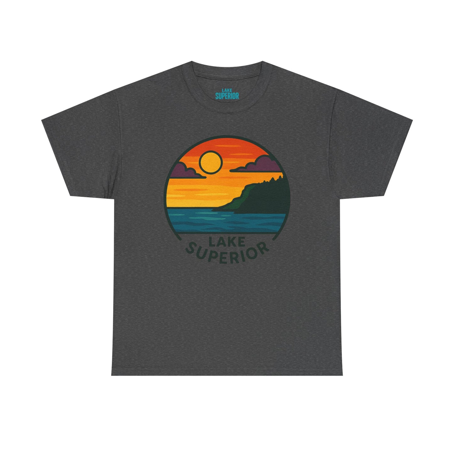 Lake Superior Graphic Tee | Unisex Heavy Cotton T-Shirt, Nature Lover Gift, Lake Adventure Shirt, Outdoor Apparel, Vintage Lake Design