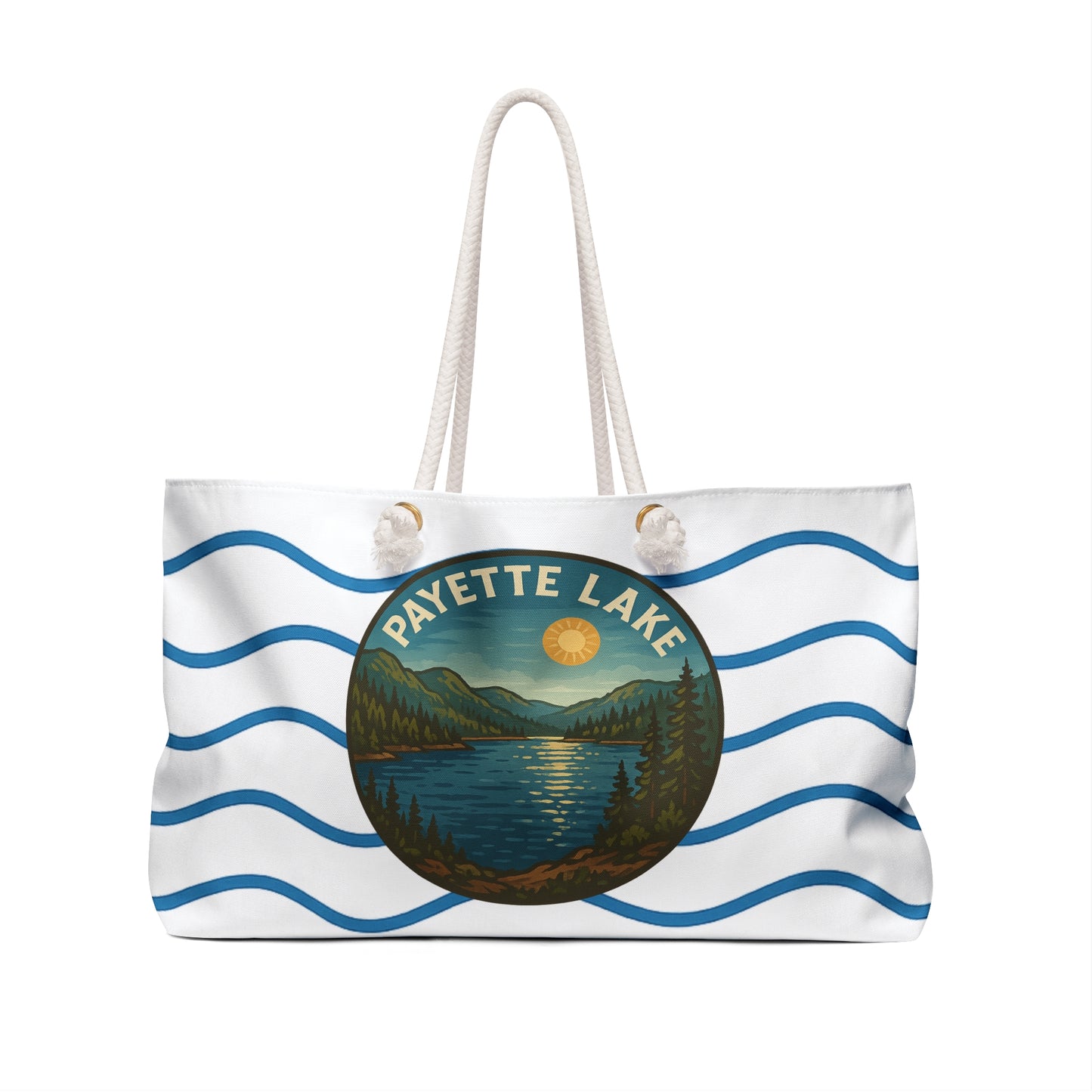 Payette Lake Weekender Bag White | Travel Tote, Beach Bag, Vacation Essentials, Escape Bag, Lake Life Carryall