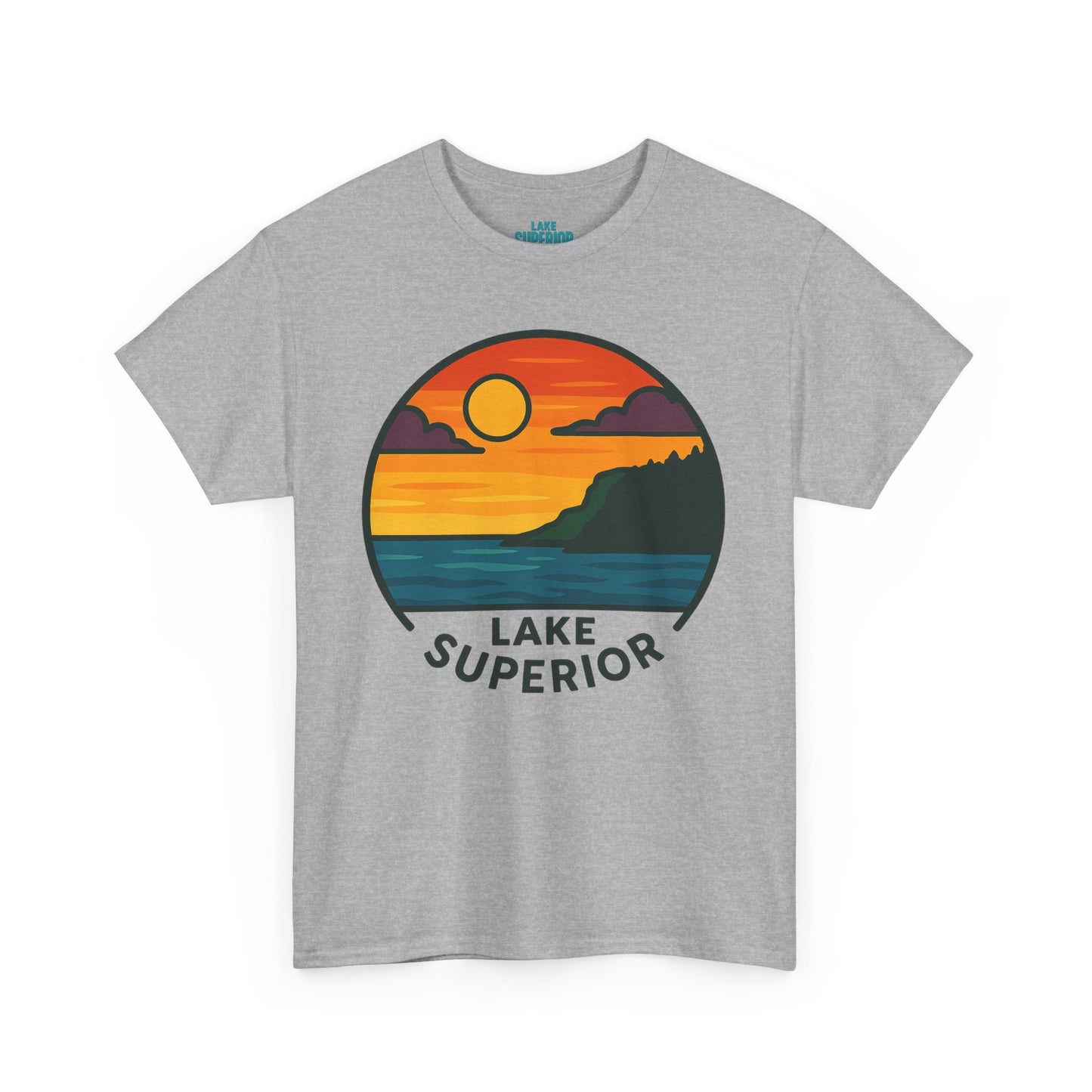 Lake Superior Graphic Tee | Unisex Heavy Cotton T-Shirt, Nature Lover Gift, Lake Adventure Shirt, Outdoor Apparel, Vintage Lake Design