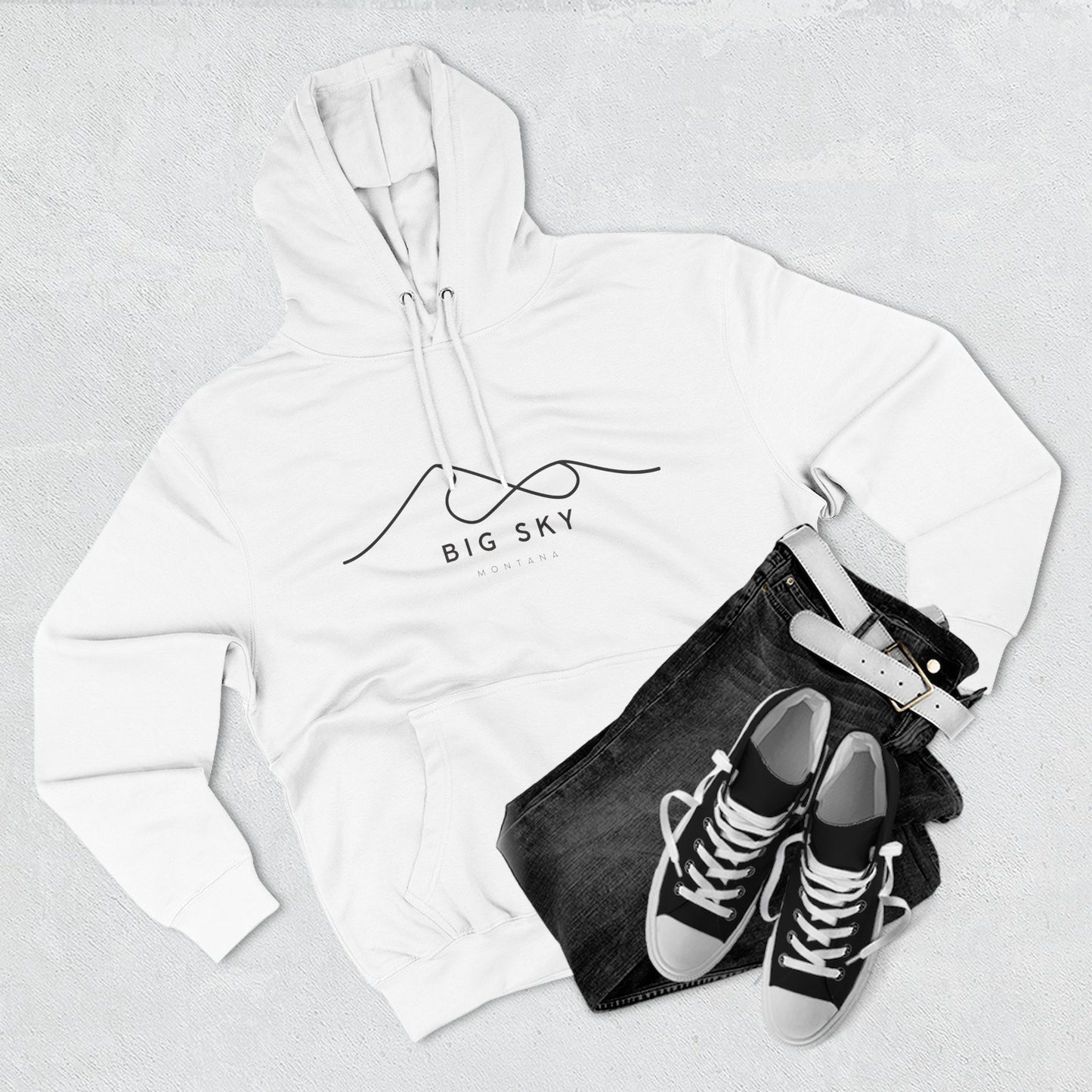 Big Sky Stylish Three-Panel Fleece Hoodie for Cozy Days, Casual Wear, Warm Layering, Gift for Him or Her