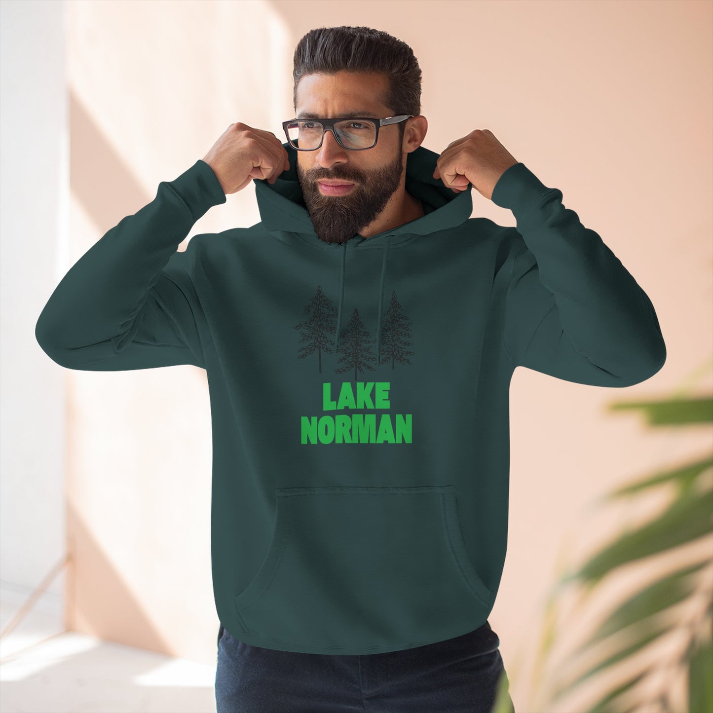 Lake Norman Fleece Hoodie, Cozy Sweatshirt, Outdoor Adventure Wear, Unique Gift for Lake Lovers, Perfect for Fall and Winter