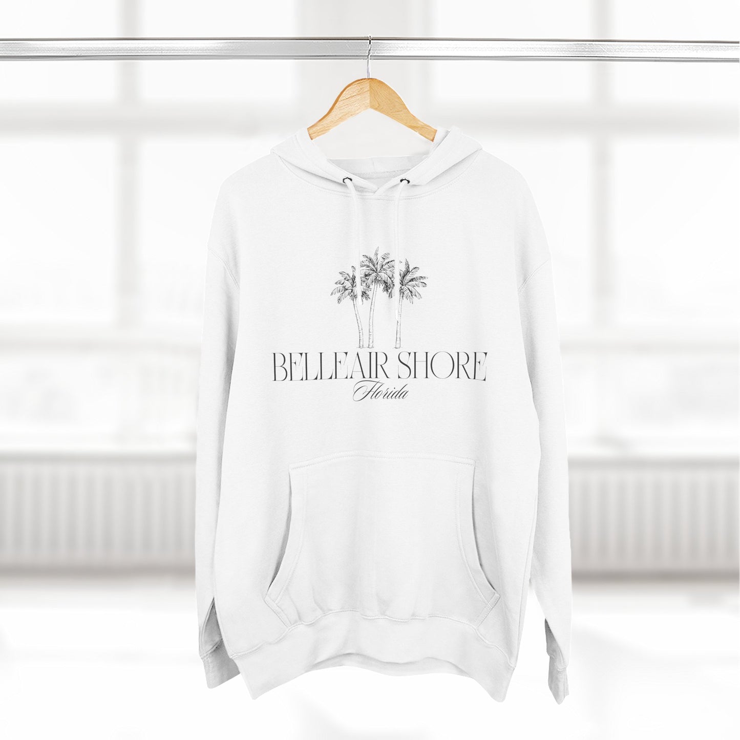 Belleair Shore Cozy Beach-Inspired Fleece Hoodie, Casual Wear, Beach Vibes, Relaxation, Gift for Summer Lovers, Travel Essential