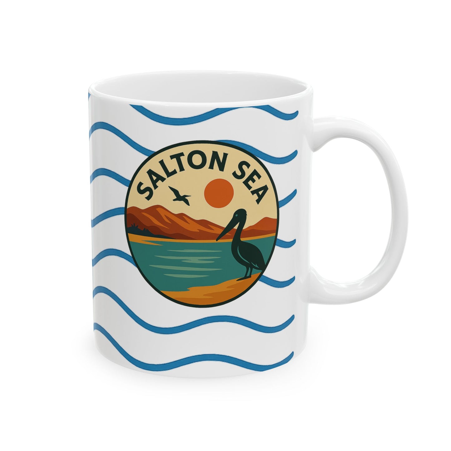 Salton Sea Serene Sunrise Ceramic Mug - Perfect for Coffee Lovers, Gift for Nature Enthusiasts, Beach Lover's Delight, Ocean Vibes, Relaxation