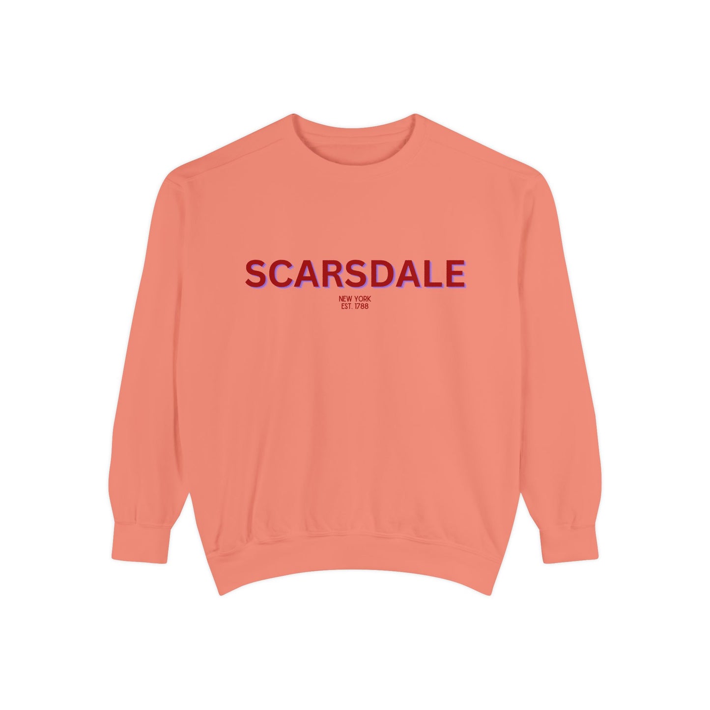 Scarsdale Cozy Sweatshirt, Unisex Garment-Dyed Crew, Casual Wear, Gift for Friends, Fall Fashion, Lounge Style