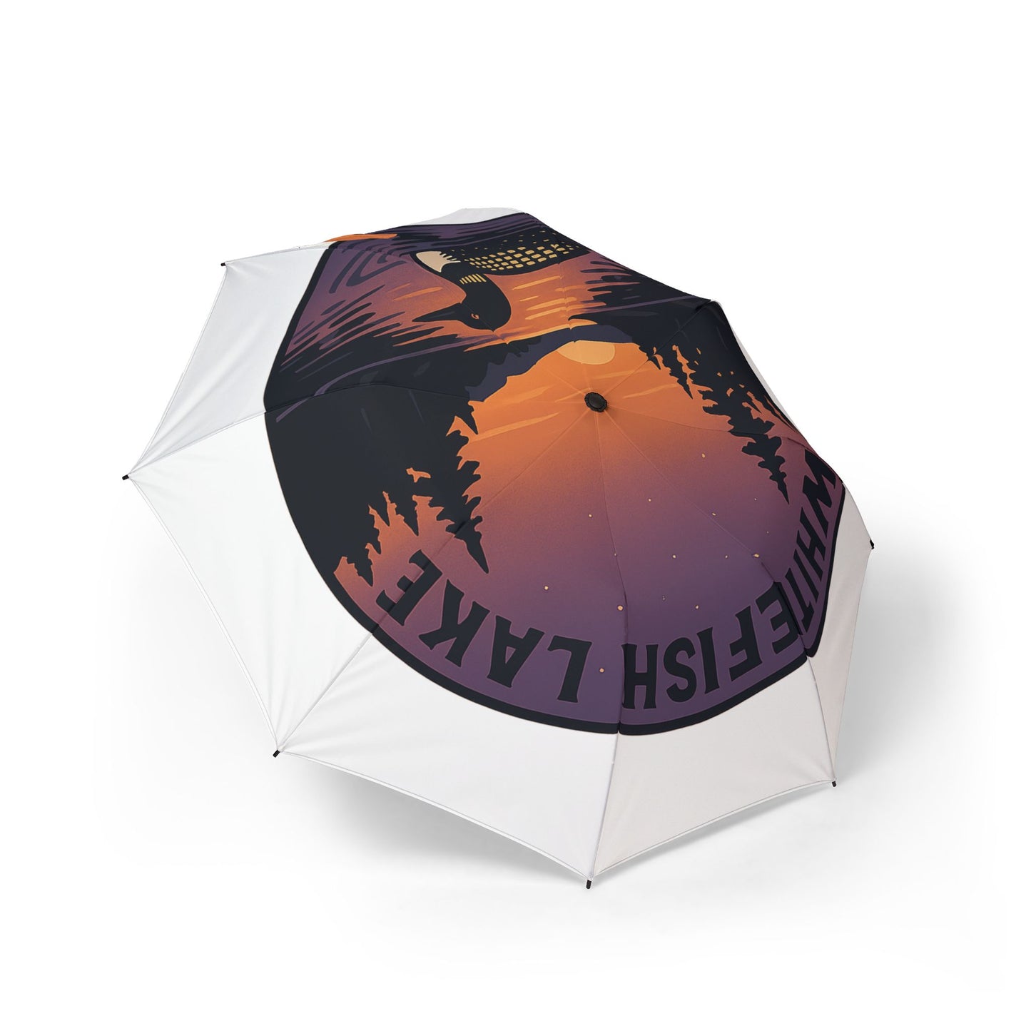 Whitefish Lake Semi-Automatic Foldable Umbrella, Travel Umbrella, Outdoor Gear, Gifts for Nature Lovers, Rainy Day Essential