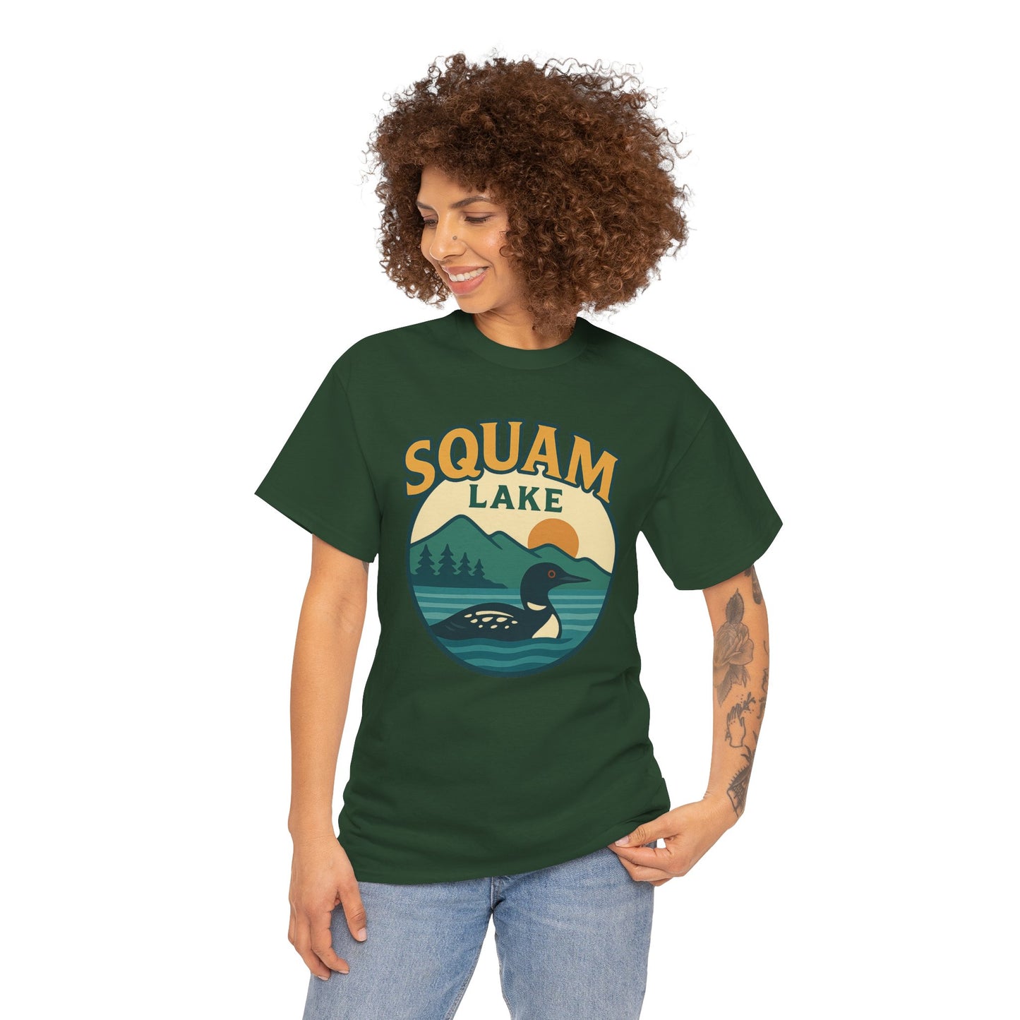 Squam Lake Graphic Tee | Unisex Heavy Cotton T-Shirt, Nature Lover Gift, Lake Adventure Shirt, Outdoor Apparel, Vintage Lake Design