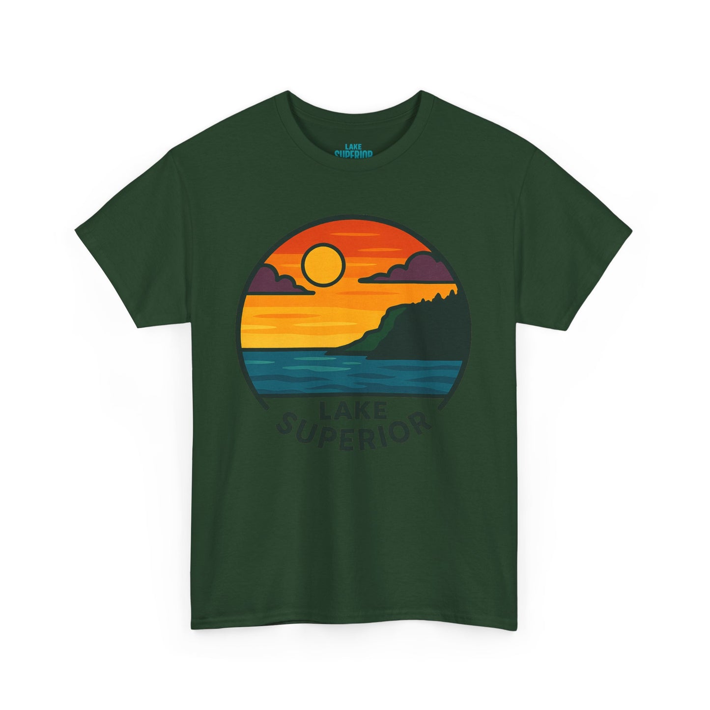 Lake Superior Graphic Tee | Unisex Heavy Cotton T-Shirt, Nature Lover Gift, Lake Adventure Shirt, Outdoor Apparel, Vintage Lake Design