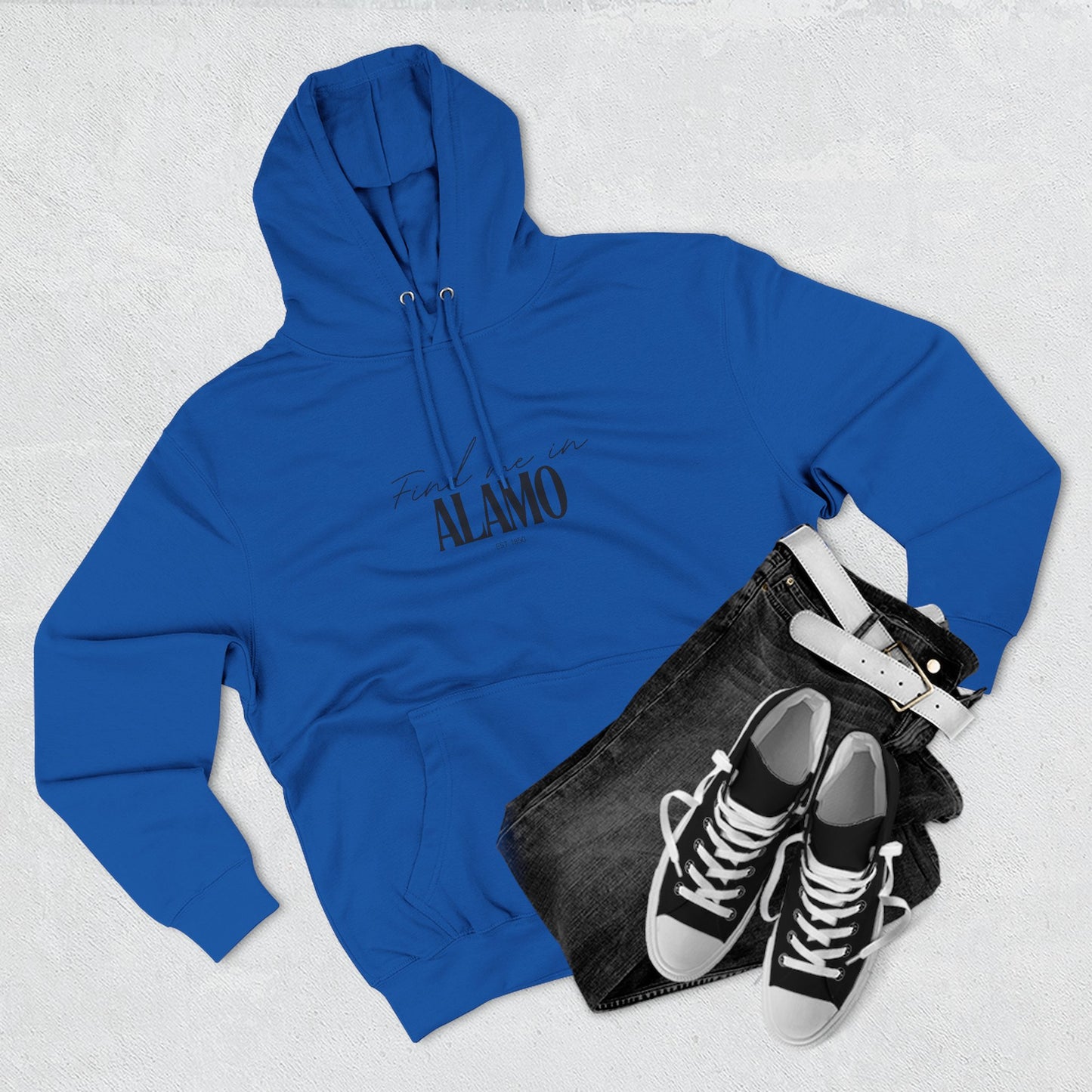 Alamo Stylish Three-Panel Fleece Hoodie for Everyday Comfort, Personalized Gift, Casual Wear, Unisex Hoodie, Cozy Fashion