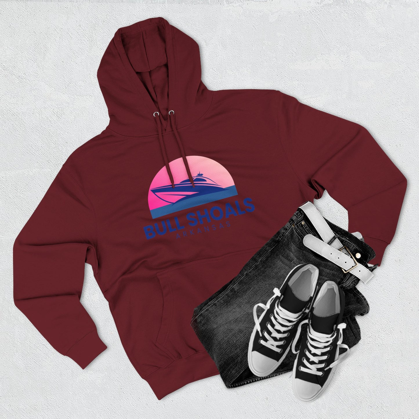 Bull Shoals Vibes Hoodie with Design, Perfect for Autumn Lovers, Comfortable and Stylish, Great Gift for Vacations