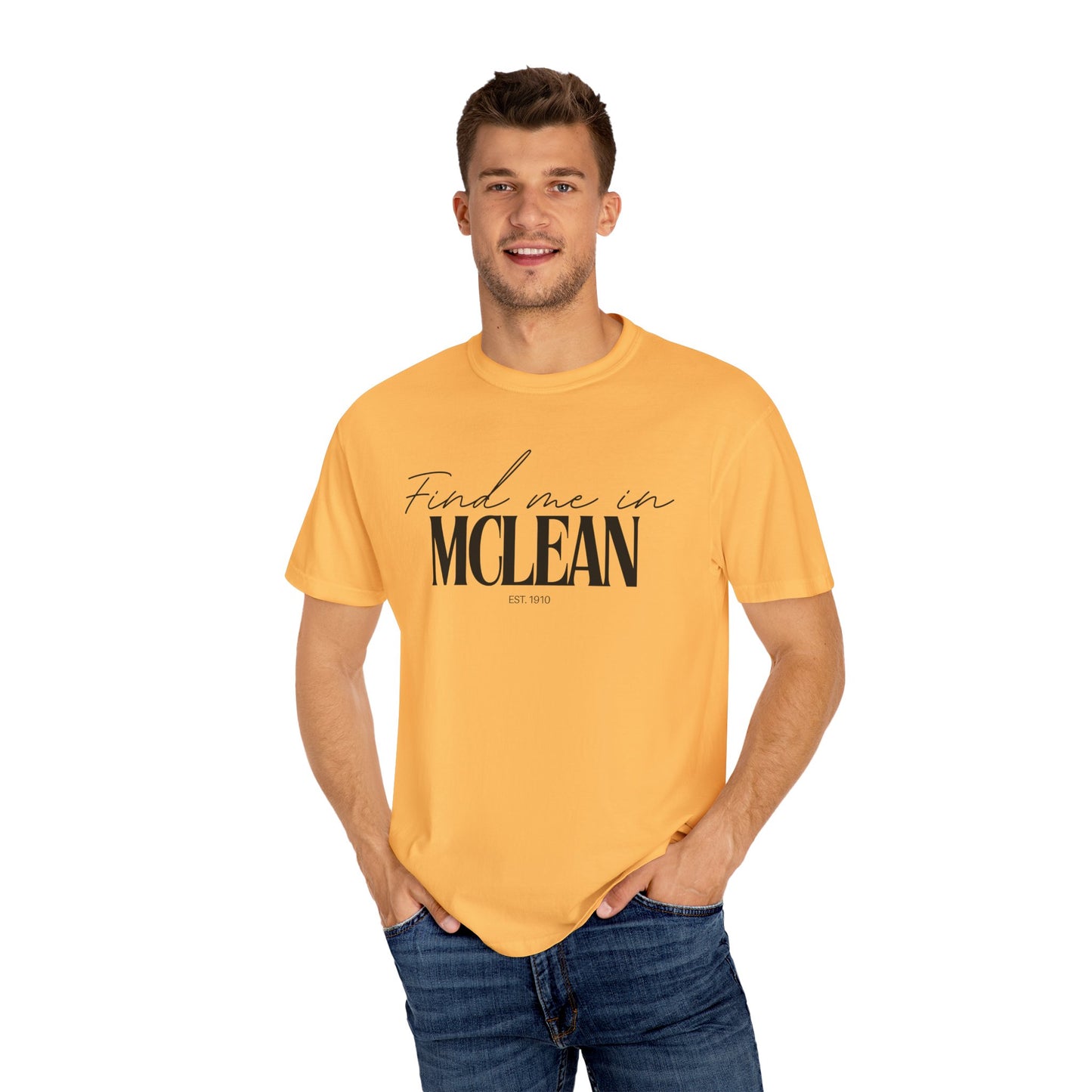 McLean Vibes Unisex Garment-Dyed T-Shirt, Casual Wear, Gifts for Locals, Trendy Summer Essential, Comfortable Everyday Tee