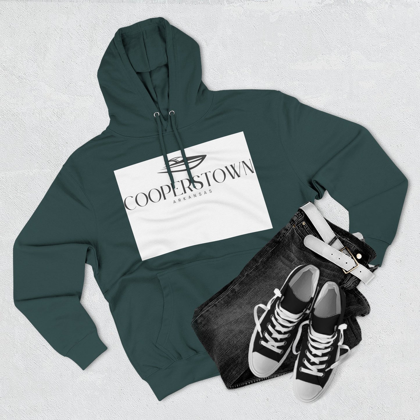 Cooperstown Stylish Three-Panel Fleece Hoodie for Cozy Days, Casual Wear, Warm Layering, Gift for Him or Her