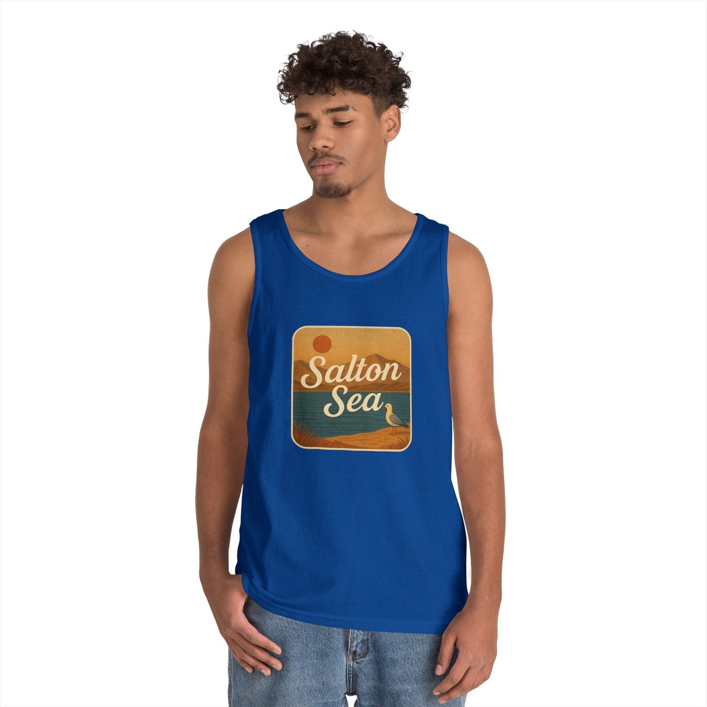 Salton Sea Vintage Unisex Heavy Cotton Tank Top, Summer Shirt, Lake Apparel, Outdoor Activity, Gift for Nature Lovers