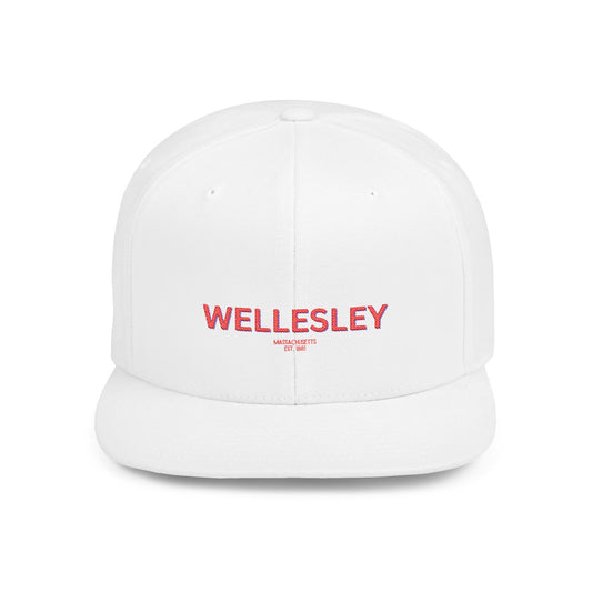 Wellesley Stylish Flat Bill Snapback Hat with Design, Perfect for Casual Outings, Streetwear, Gifts, Festivals, Everyday Wear