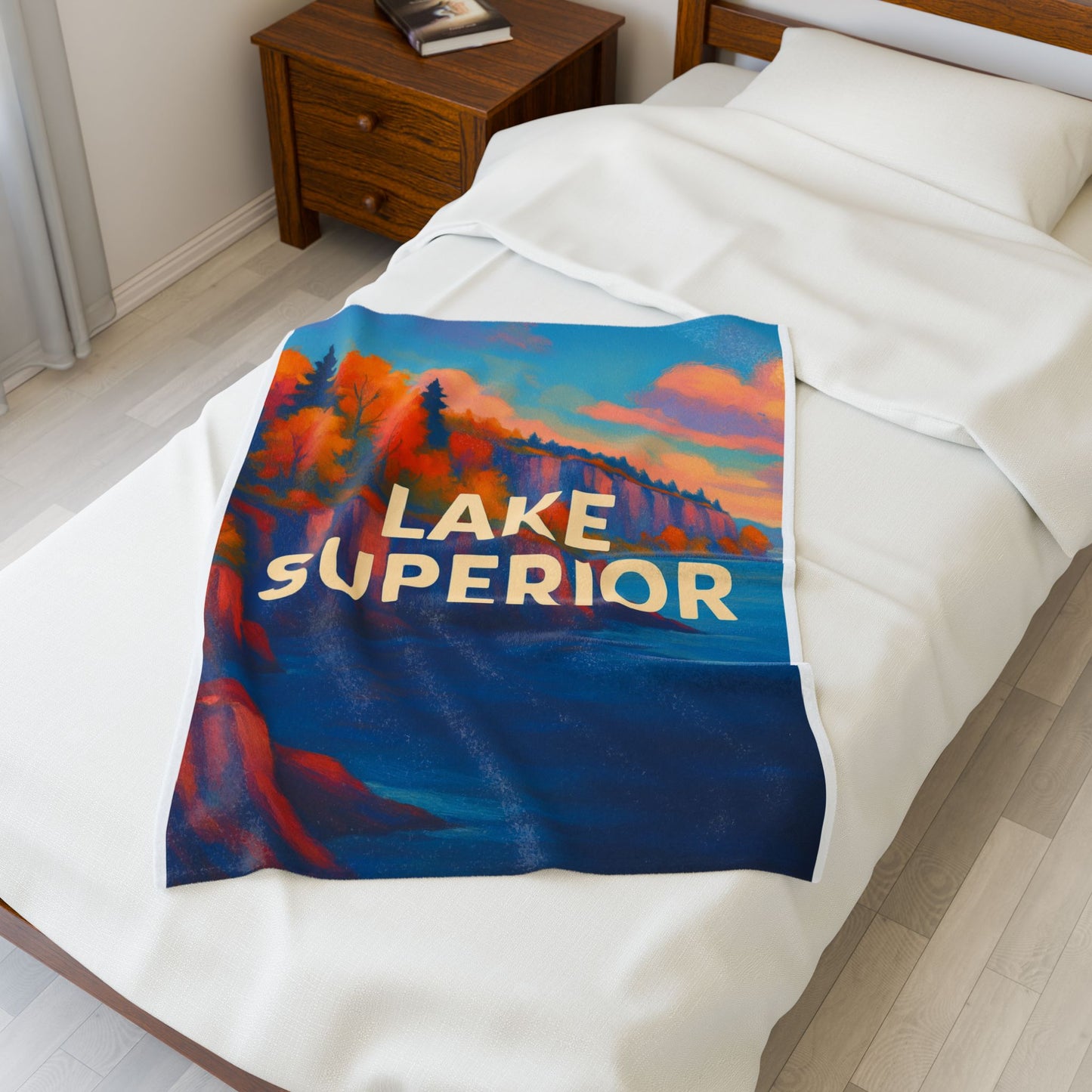 Lake Superior Velveteen Plush Blanket