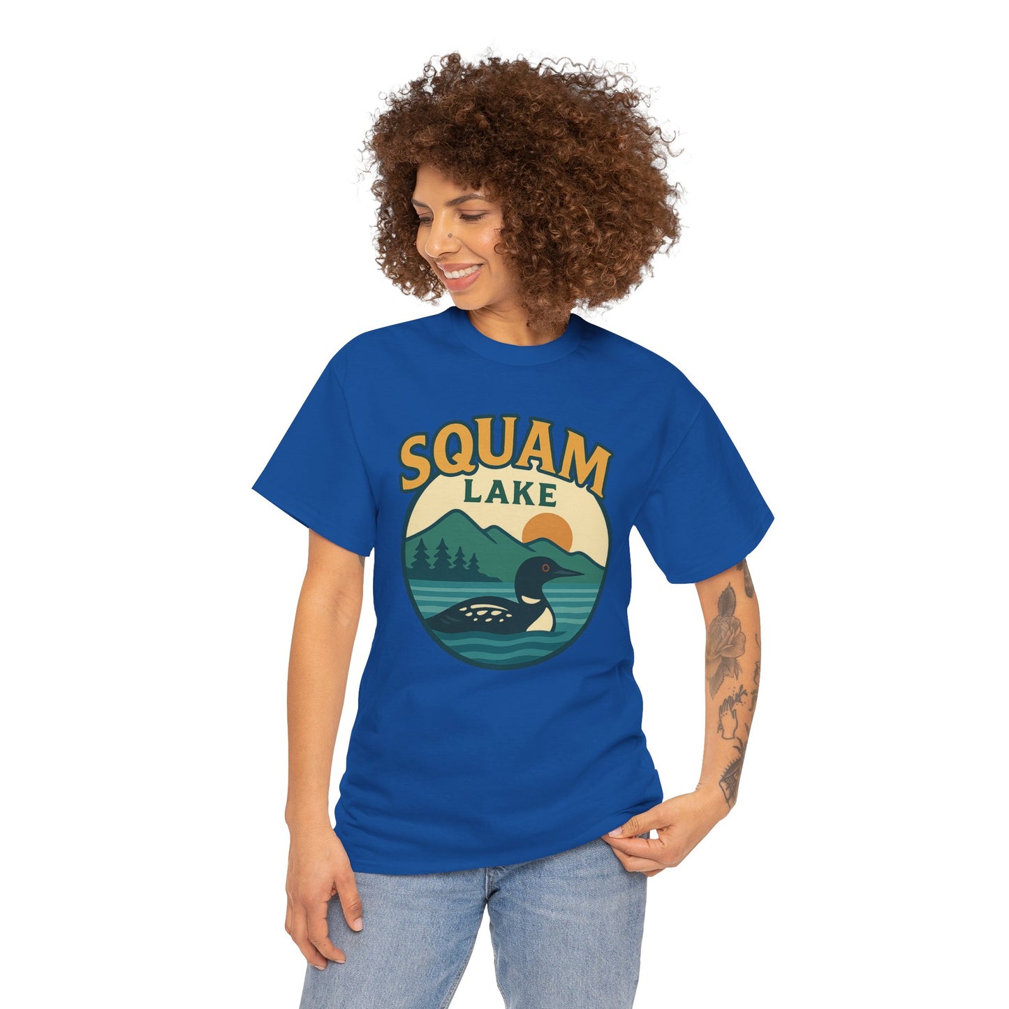 Squam Lake Graphic Tee | Unisex Heavy Cotton T-Shirt, Nature Lover Gift, Lake Adventure Shirt, Outdoor Apparel, Vintage Lake Design