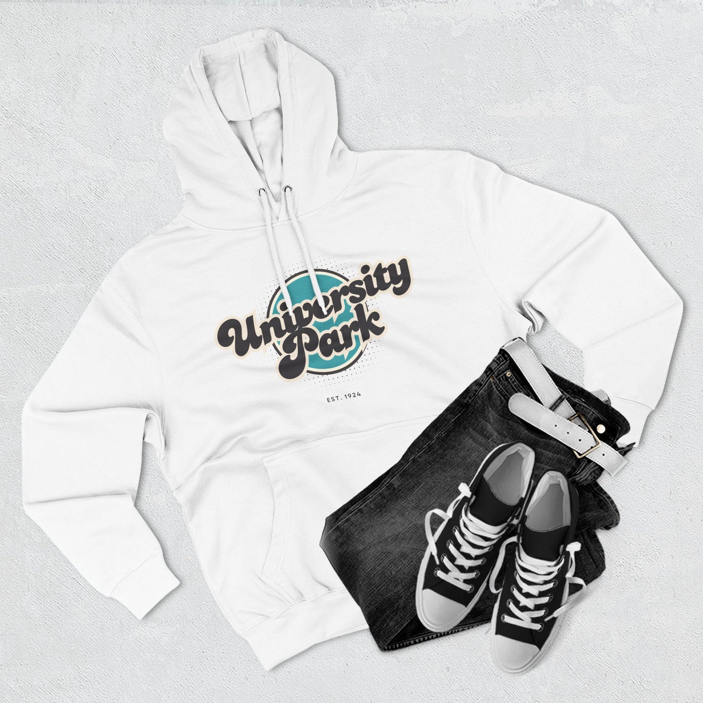 University Park Retro Vibe Hoodie for Casual Days, Streetwear, Unisex Gift, Cozy Layering Apparel