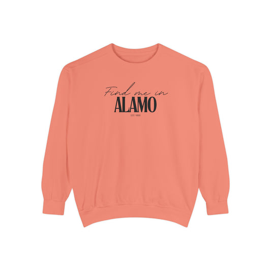 Alamo Cozy Sweatshirt, Unisex Garment-Dyed Crew, Casual Wear, Gift for Friends, Fall Fashion, Lounge Style