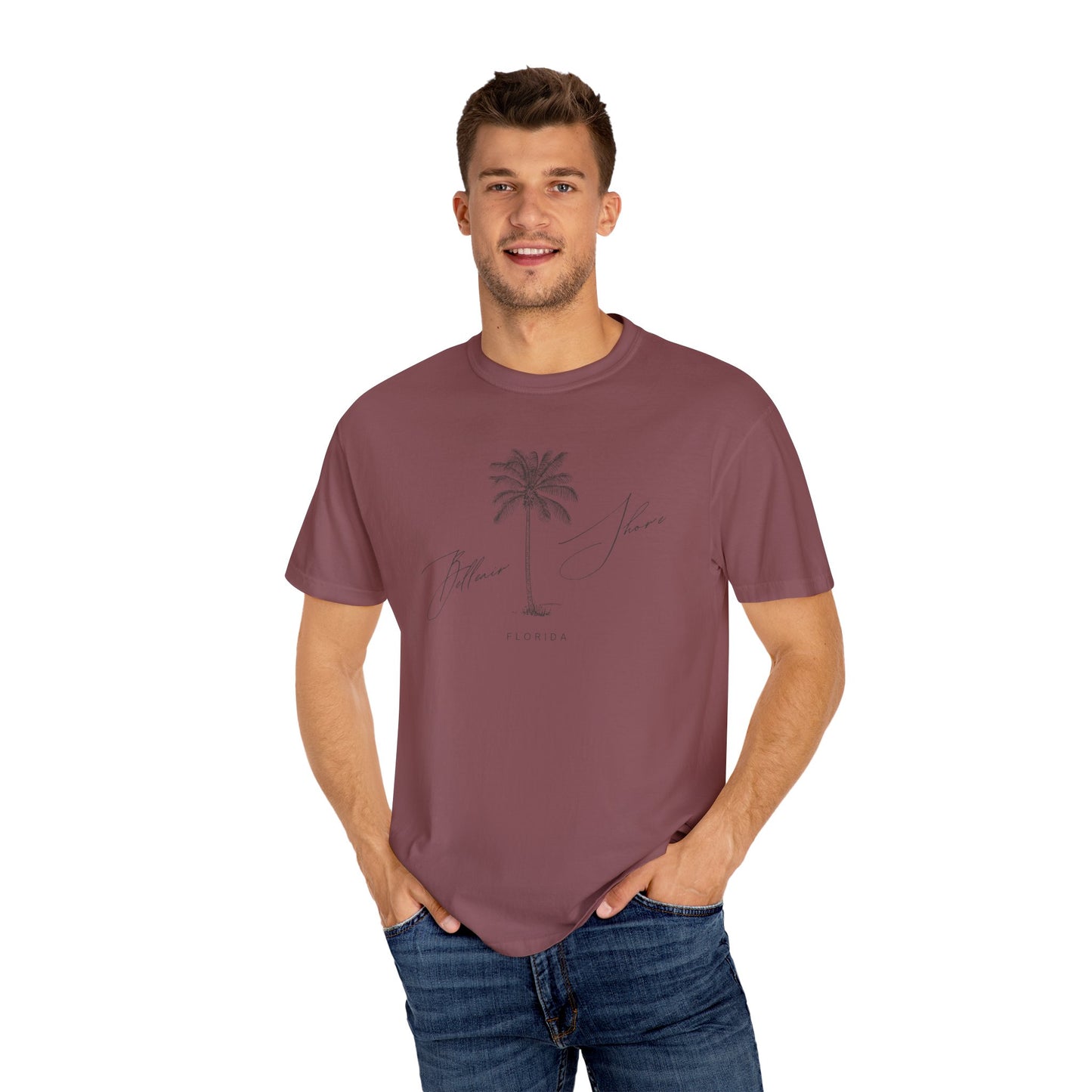 Belleair Shore Chill Vibes Palm Tree Tee - Unisex Garment-Dyed T-shirt for Beach Lovers, Summer Outings, Casual Wear, Gifts for Him/Her