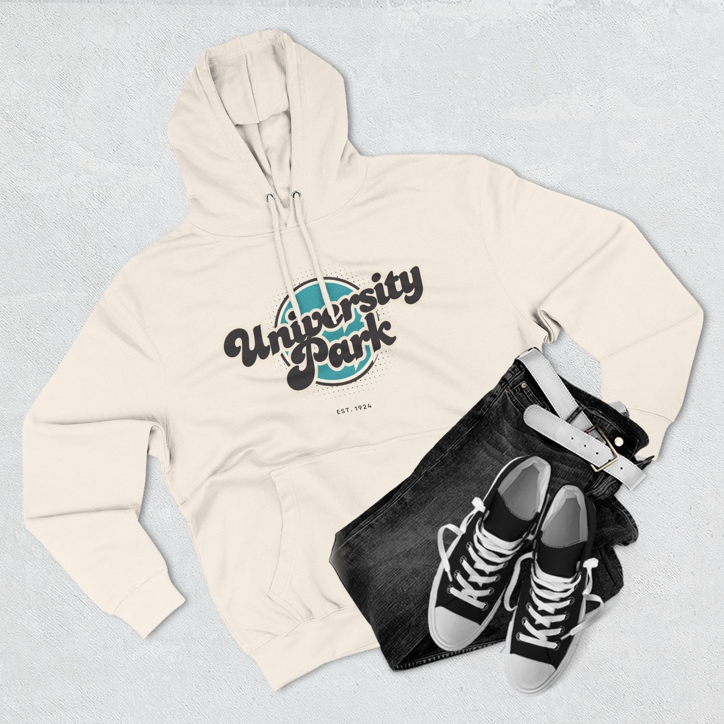 University Park Retro Vibe Hoodie for Casual Days, Streetwear, Unisex Gift, Cozy Layering Apparel