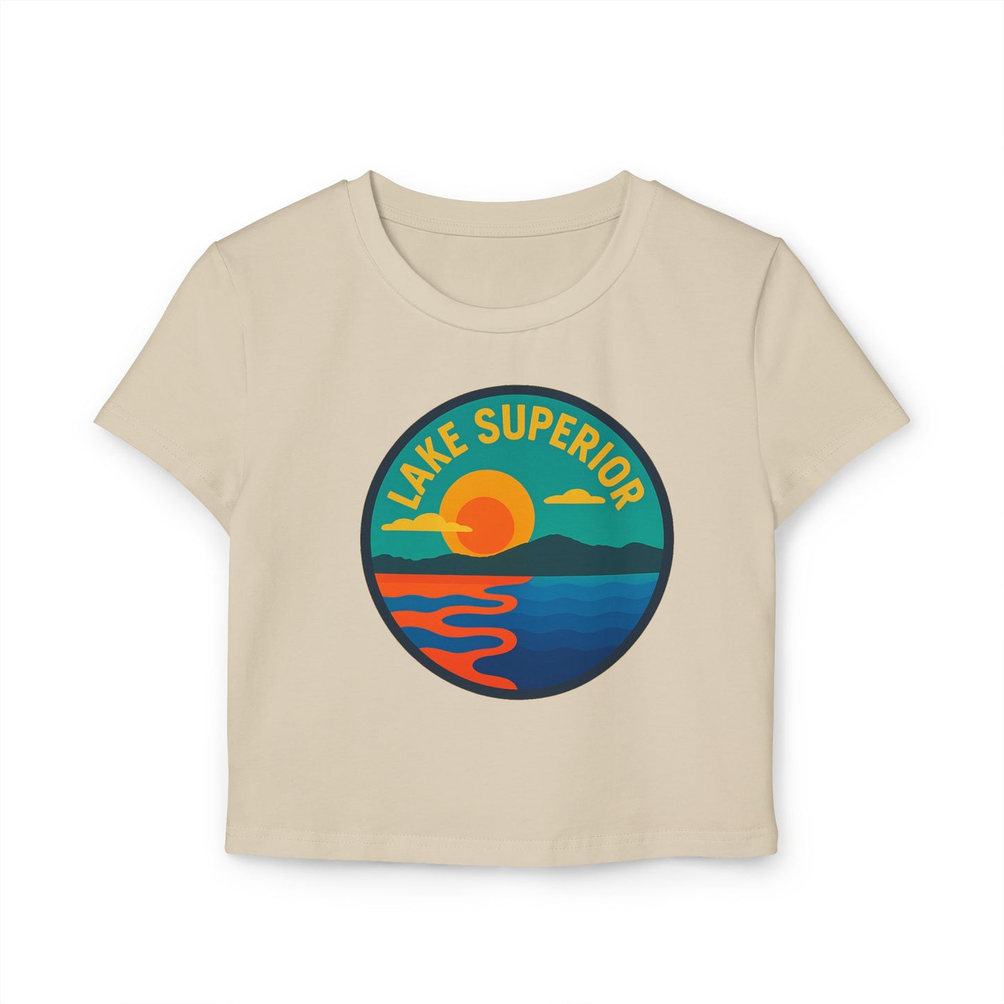 Lake Superior Women's Baby Tee - Vintage Style, Lake Lover Shirt, Summer Outfit, Nature Lover Gift, Travel-Inspired Top
