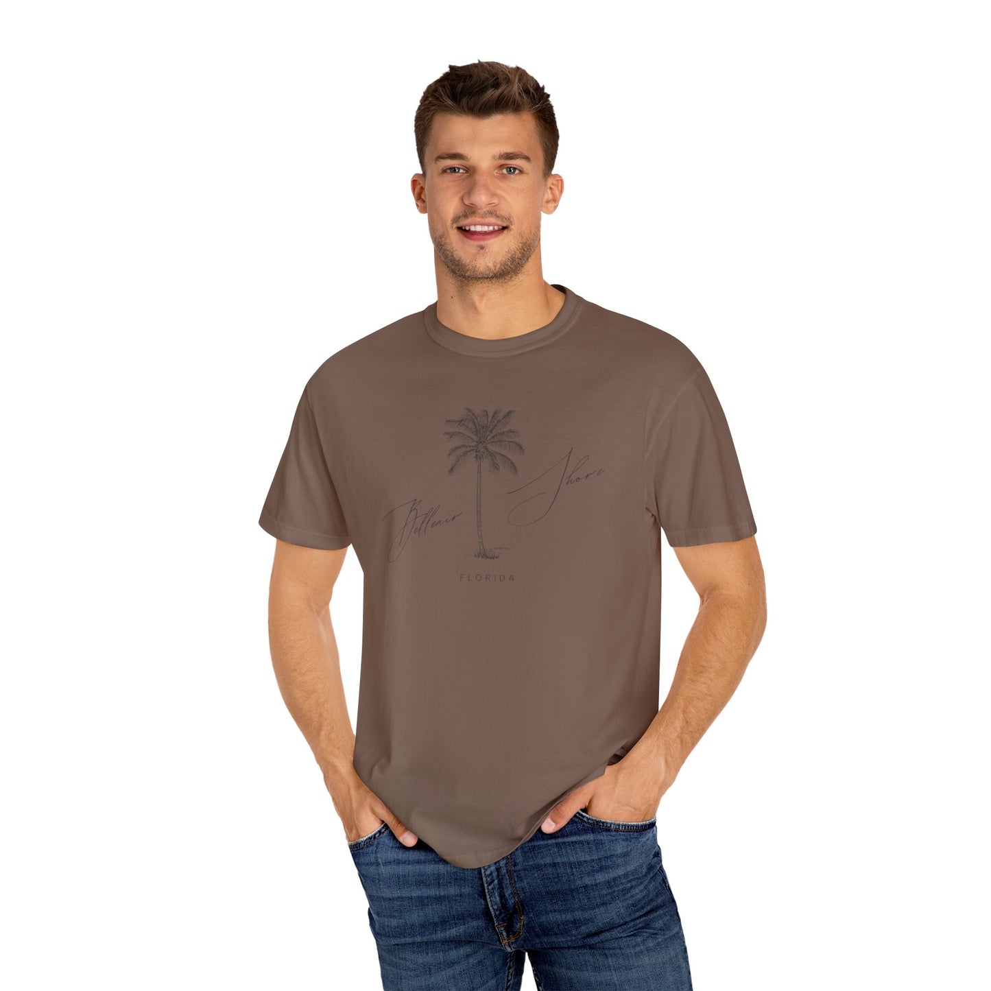 Belleair Shore Chill Vibes Palm Tree Tee - Unisex Garment-Dyed T-shirt for Beach Lovers, Summer Outings, Casual Wear, Gifts for Him/Her